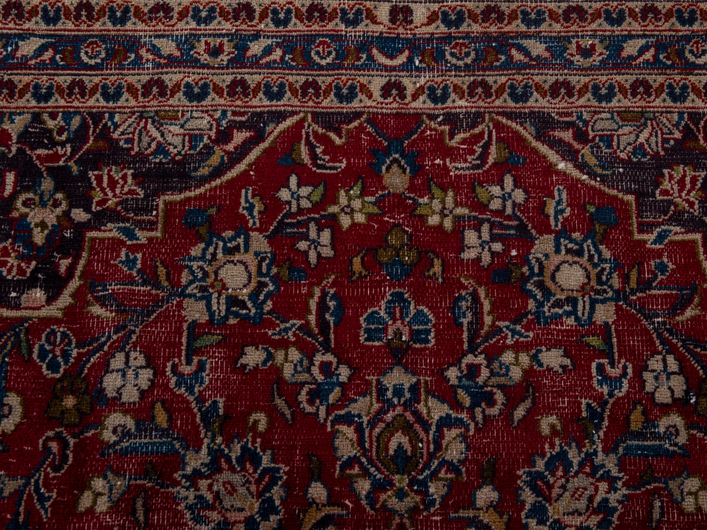 Persian Mashhad oversized rug in deep red and black cherry, view 15 of 20