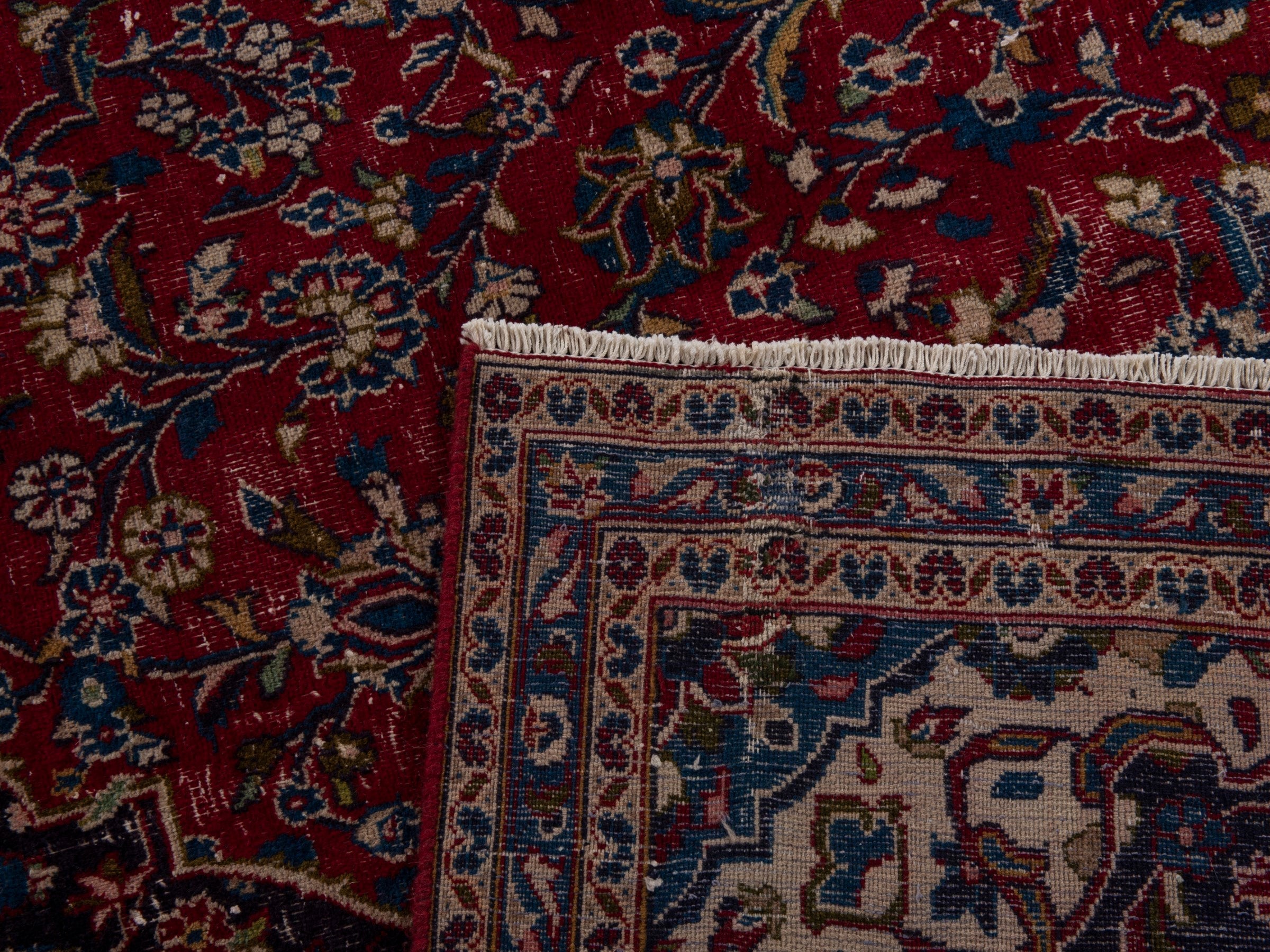 Persian Mashhad oversized rug in deep red and black cherry, view 20 of 20