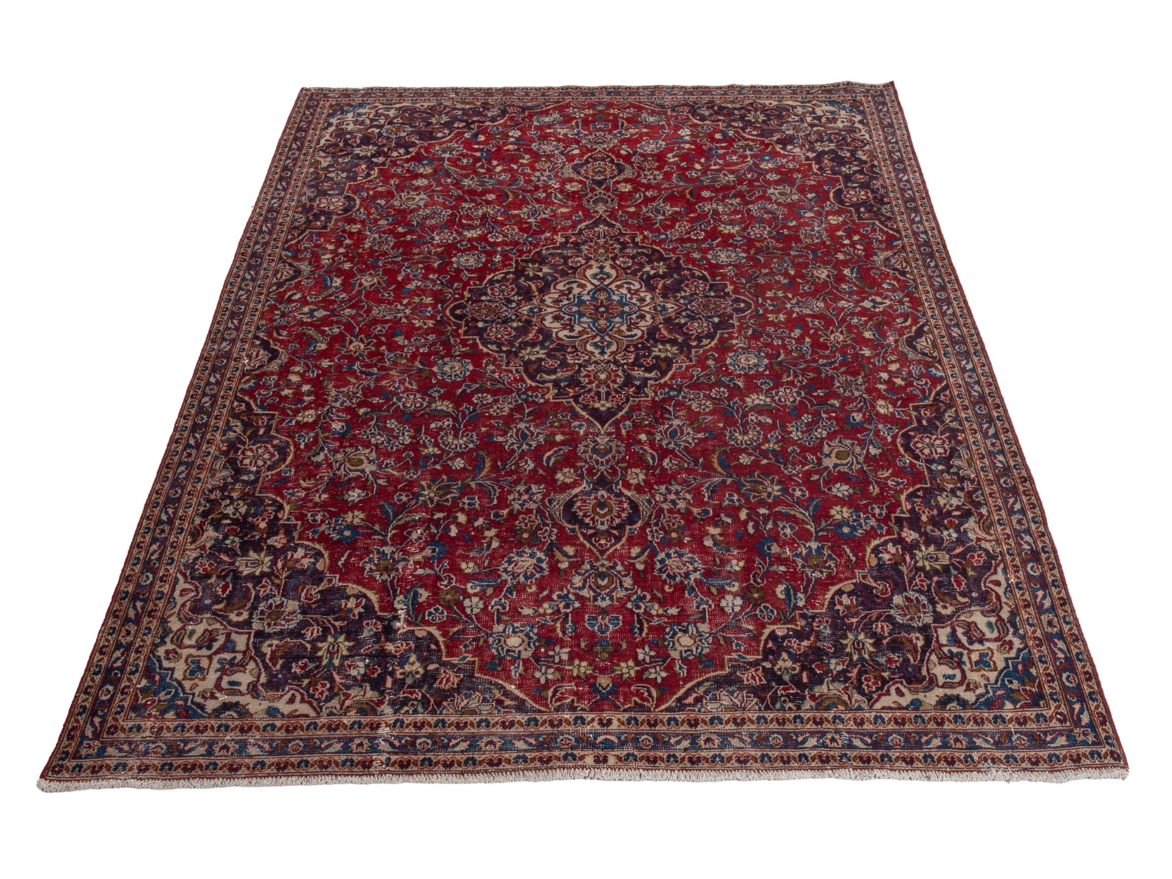 Persian Mashhad oversized rug in deep red and black cherry, view 2 of 20