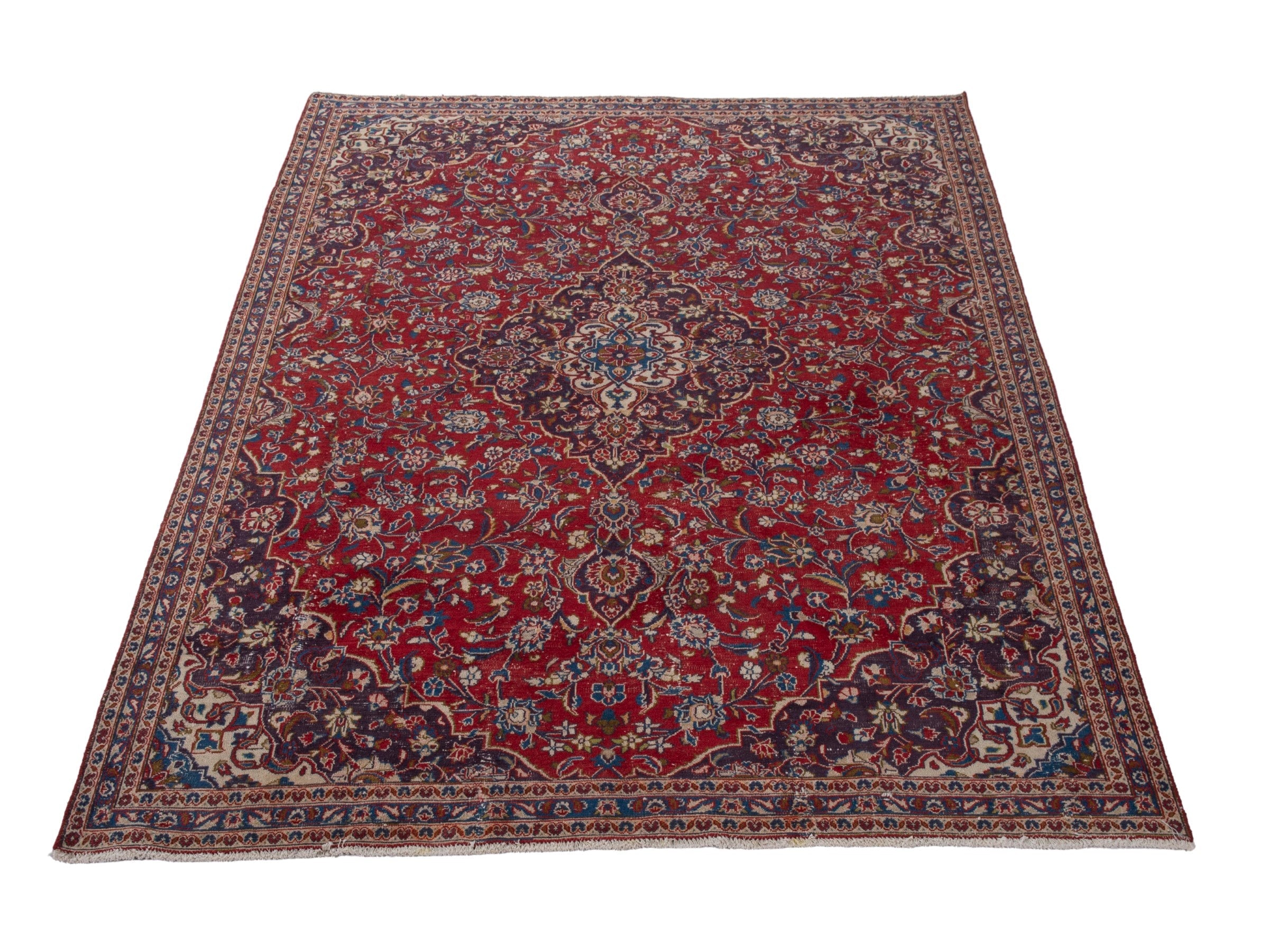 Persian Mashhad oversized rug in deep red and black cherry, view 3 of 20