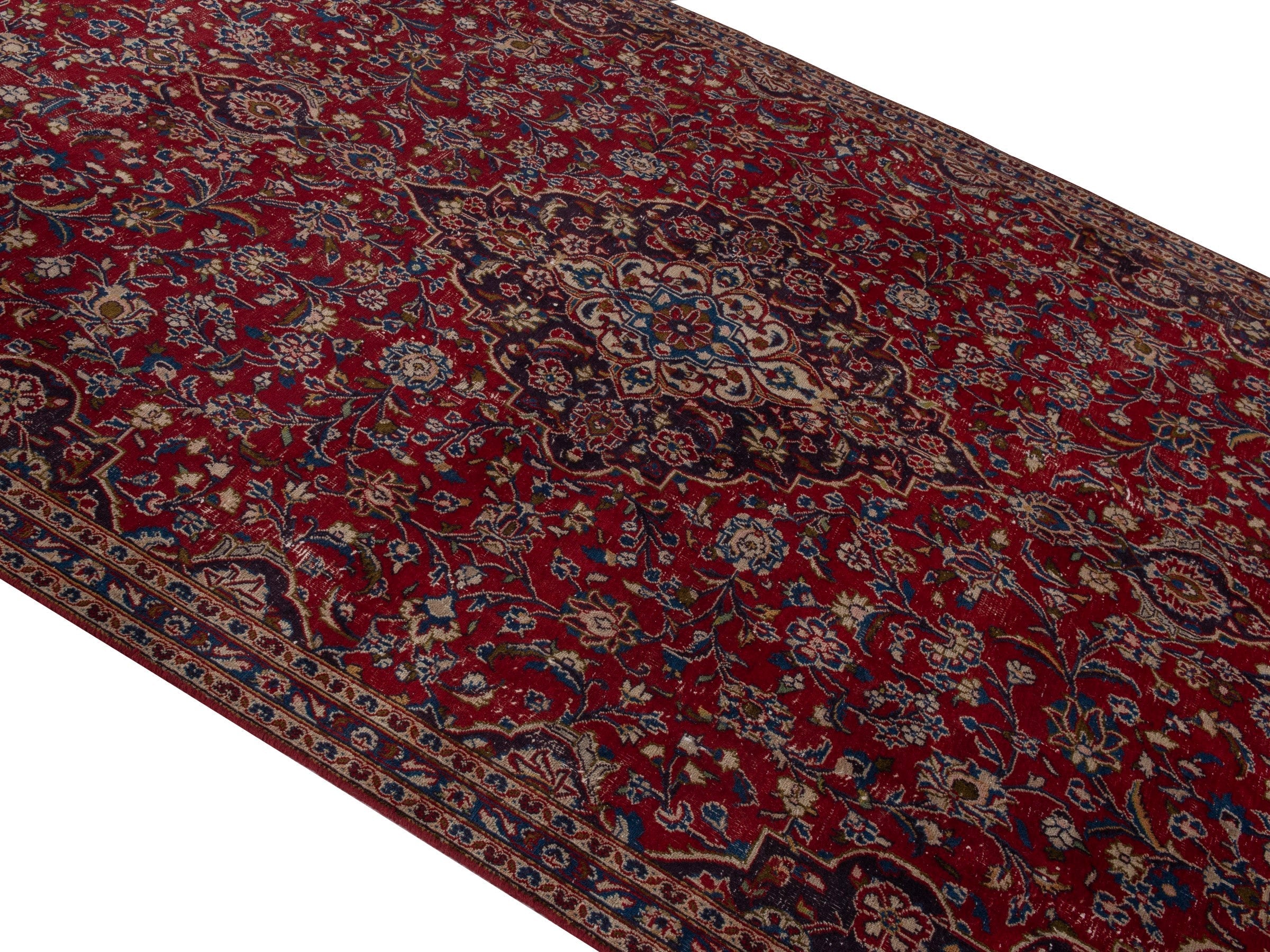 Persian Mashhad oversized rug in deep red and black cherry, view 4 of 20