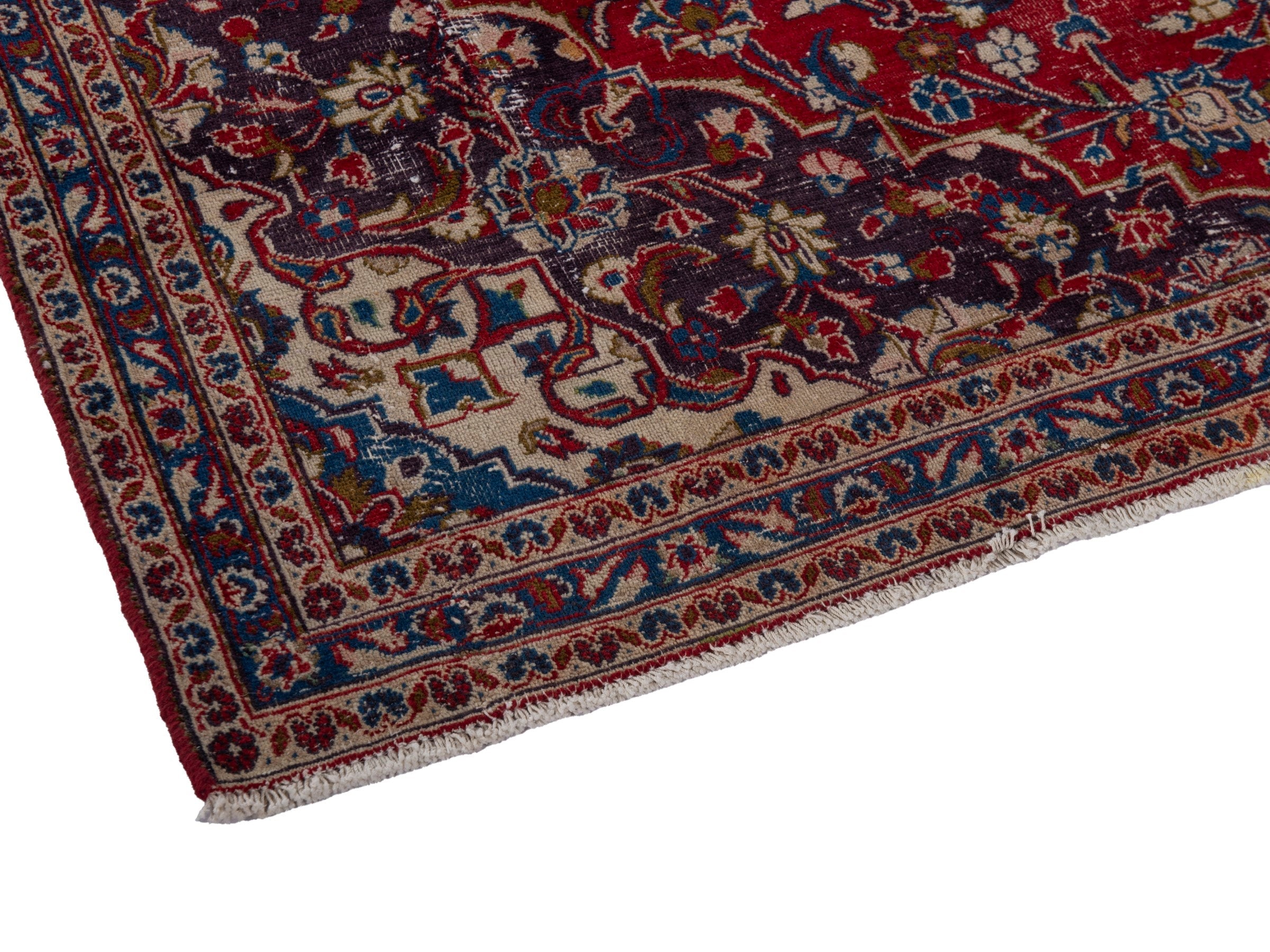 Persian Mashhad oversized rug in deep red and black cherry, view 6 of 20