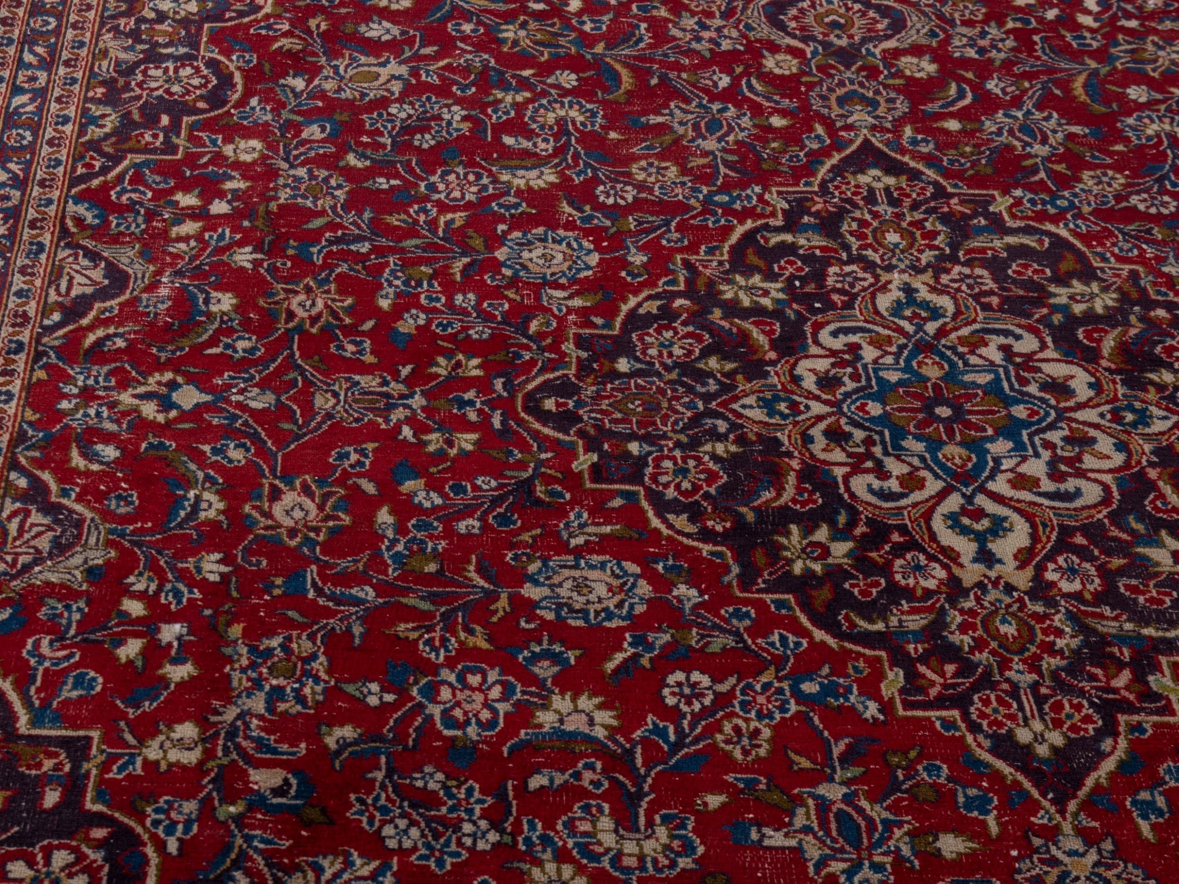 Persian Mashhad oversized rug in deep red and black cherry, view 7 of 20