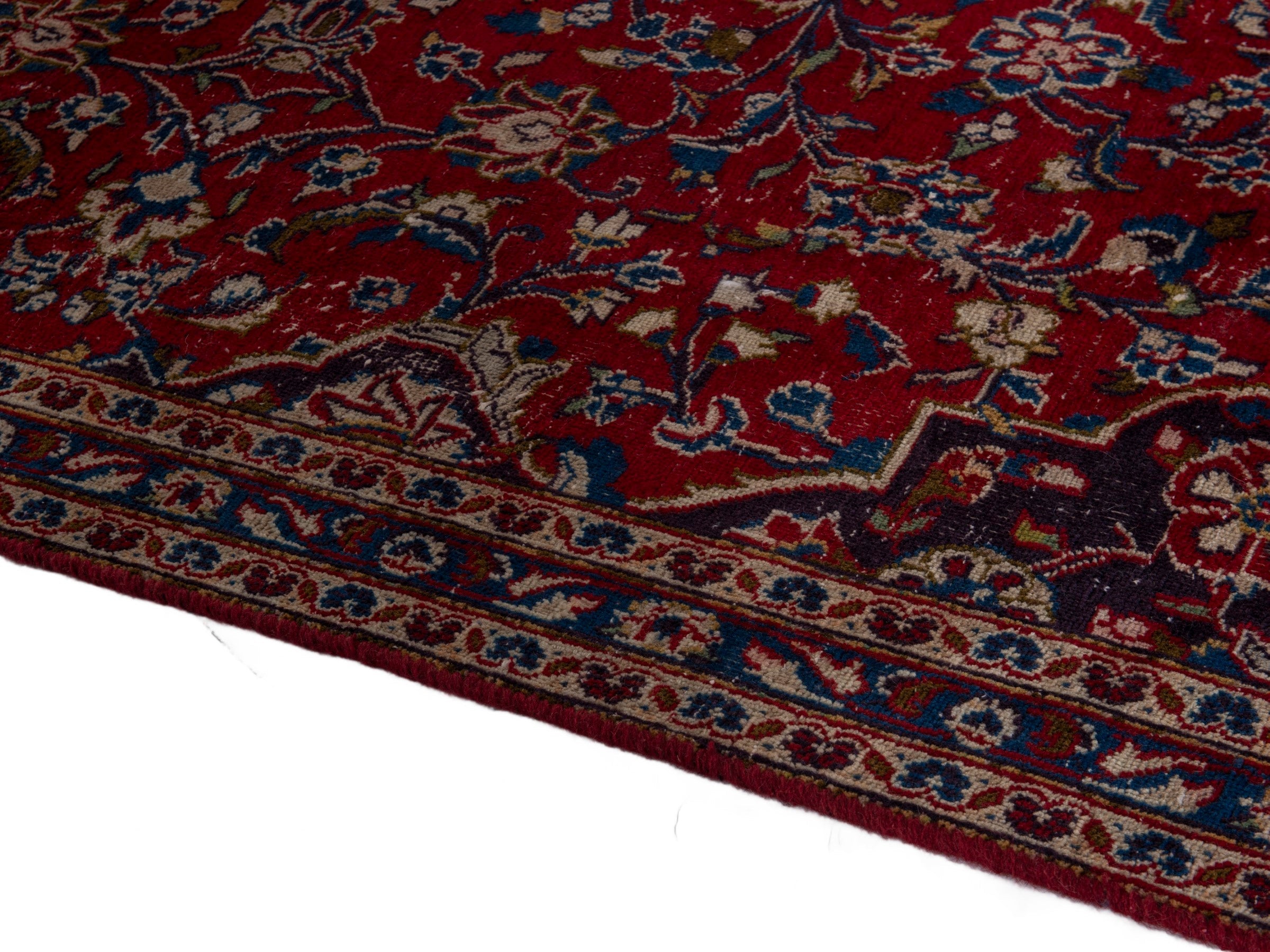Persian Mashhad oversized rug in deep red and black cherry, view 8 of 20