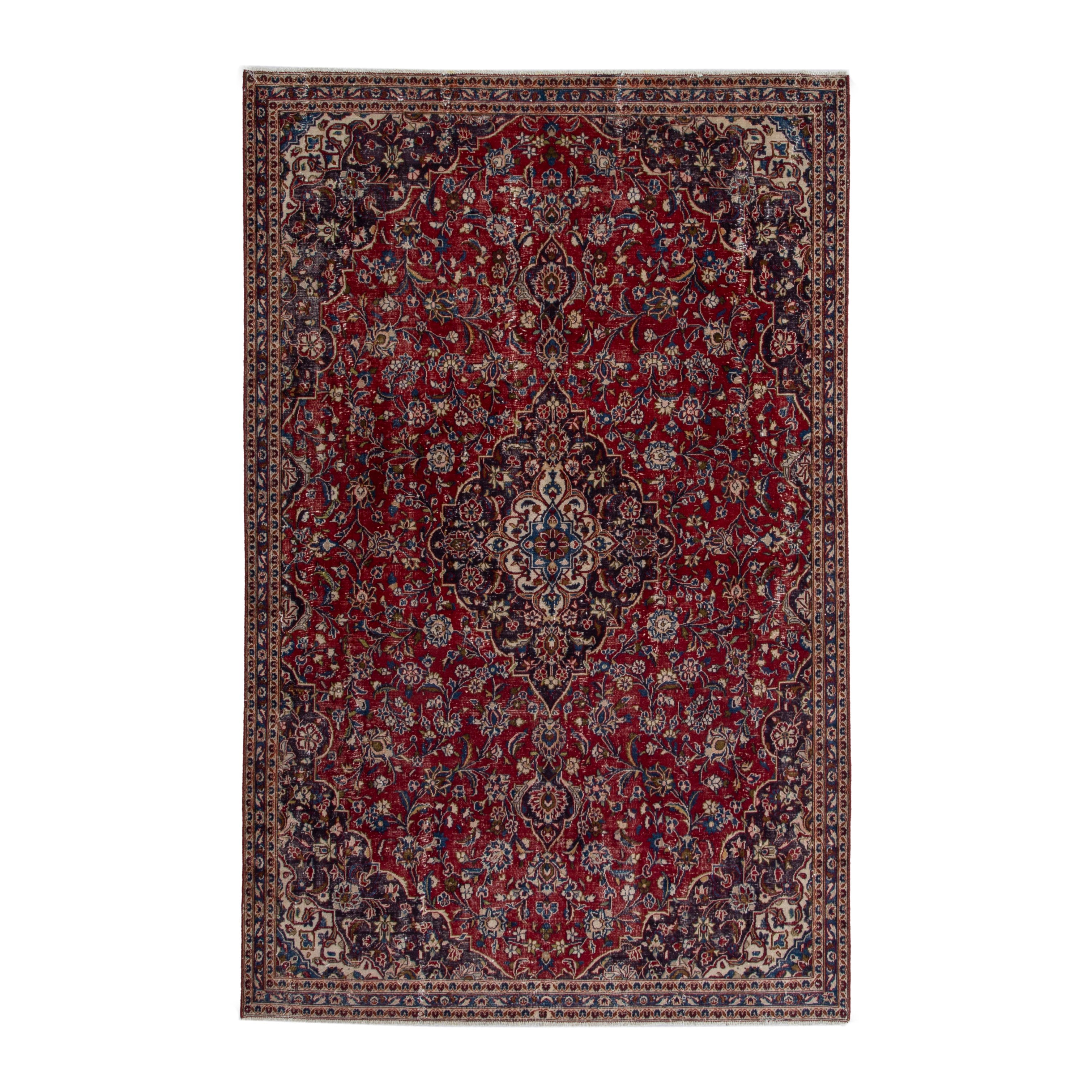 Persian Mashhad oversized rug in deep red and black cherry, 7'1" x 10'7"