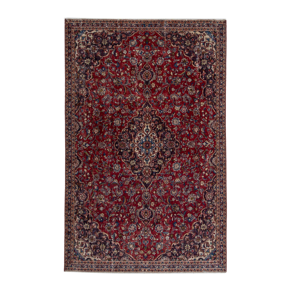 Persian Mashhad oversized rug in deep red and black cherry, 7'1" x 10'7"