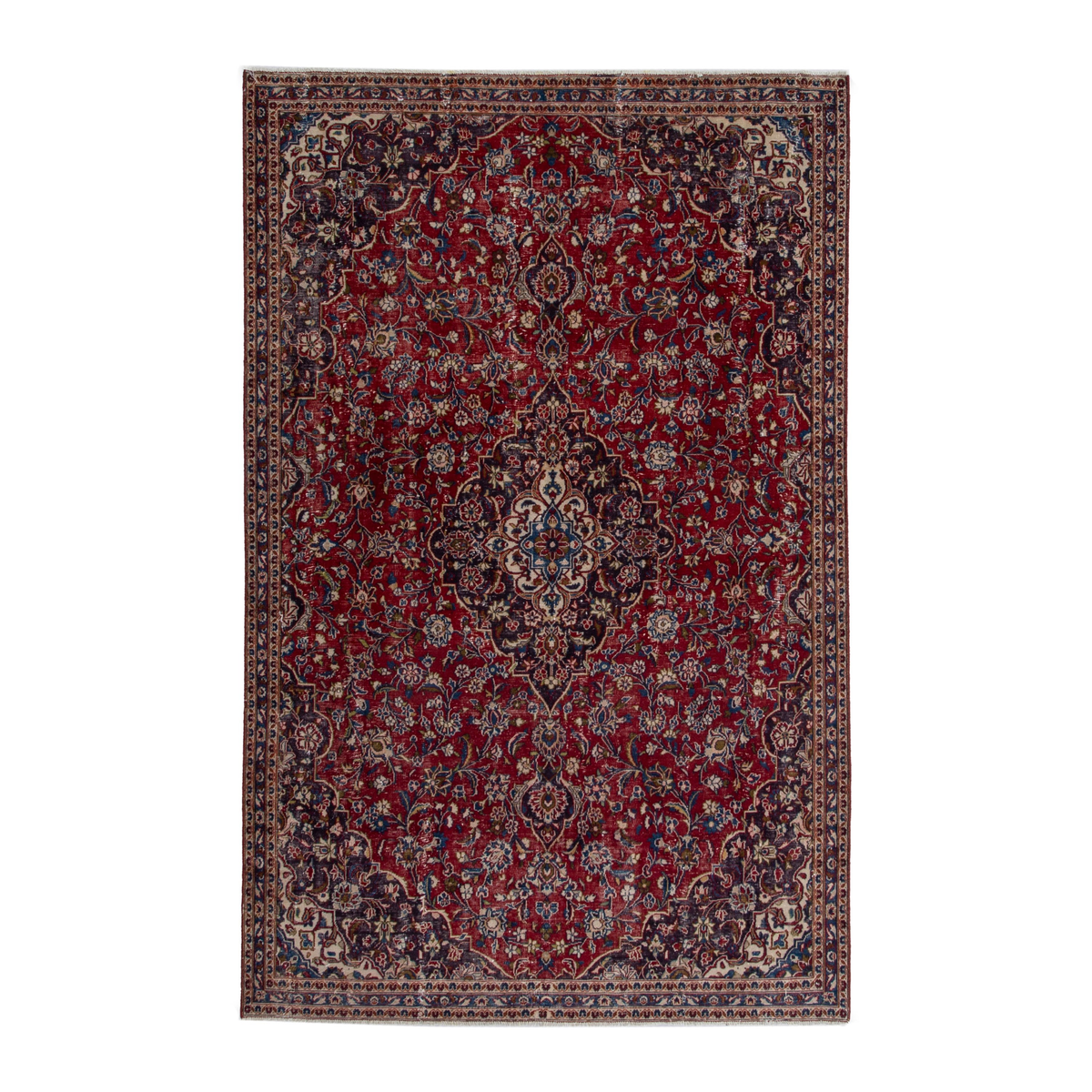Persian Mashhad oversized rug in deep red and black cherry, 7'1" x 10'7"