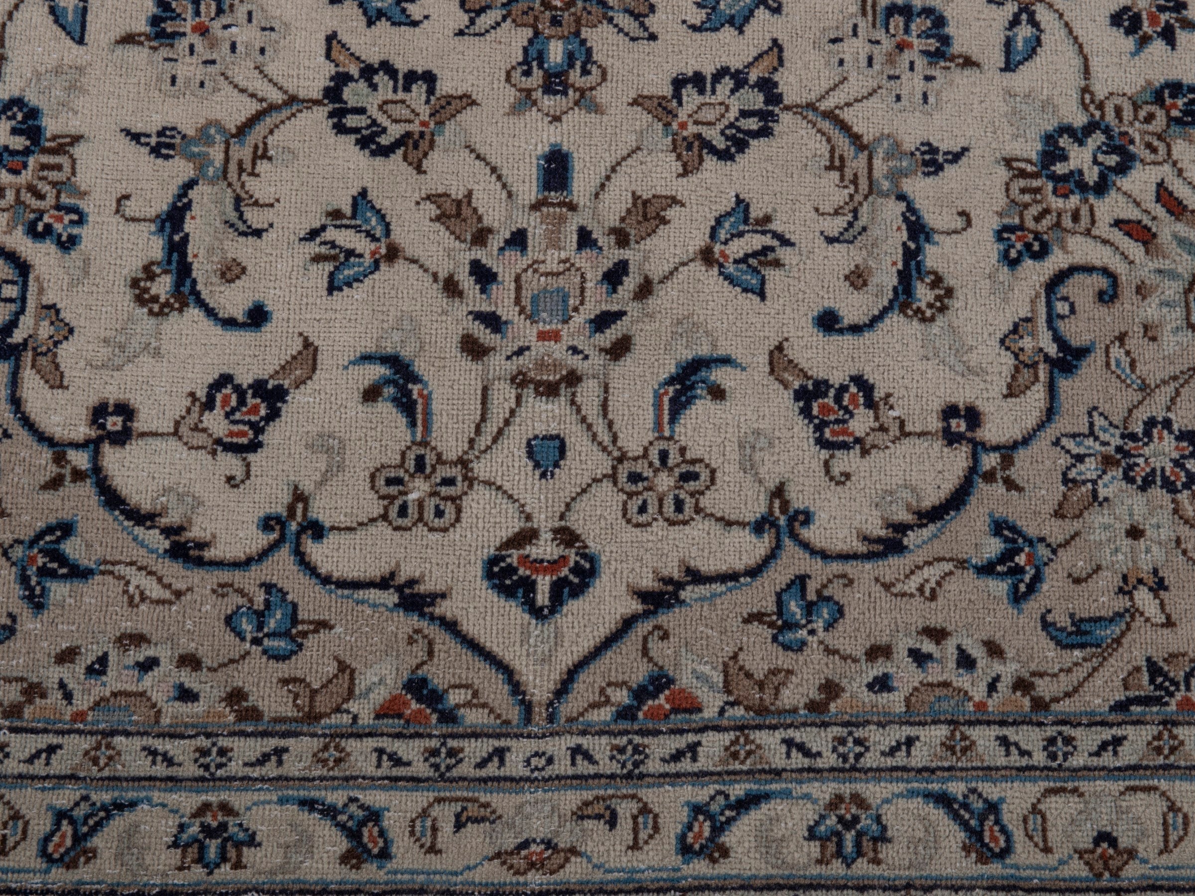 Persian Kashan area rug in ivory and dusty rose, view 11 of 19