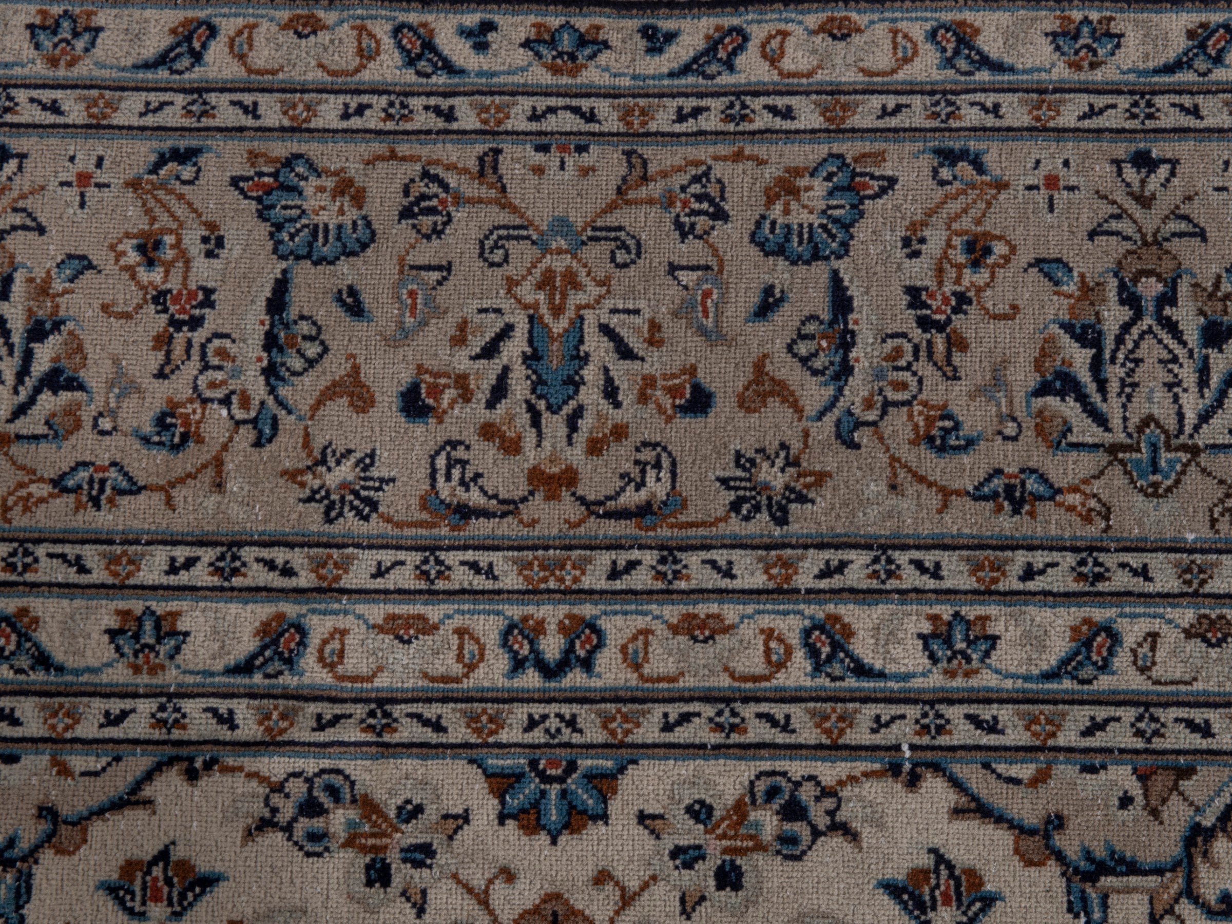 Persian Kashan area rug in ivory and dusty rose, view 14 of 19