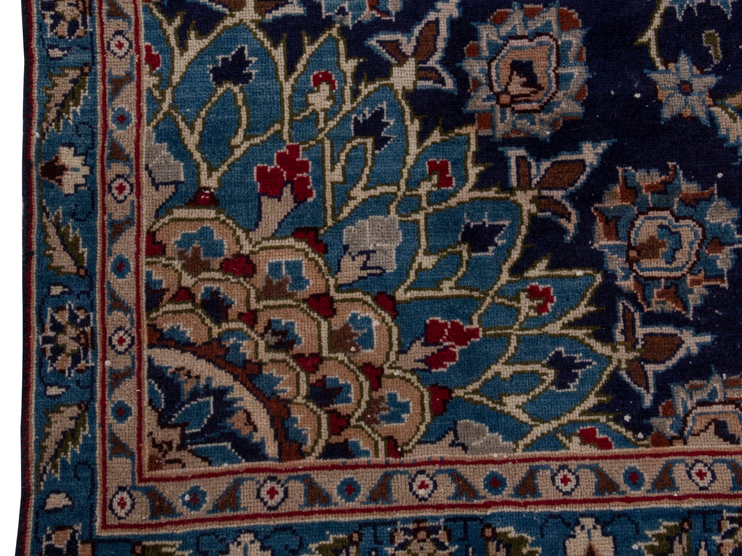 Persian Kashmar oversized rug in navy and ochre, view 5 of 18