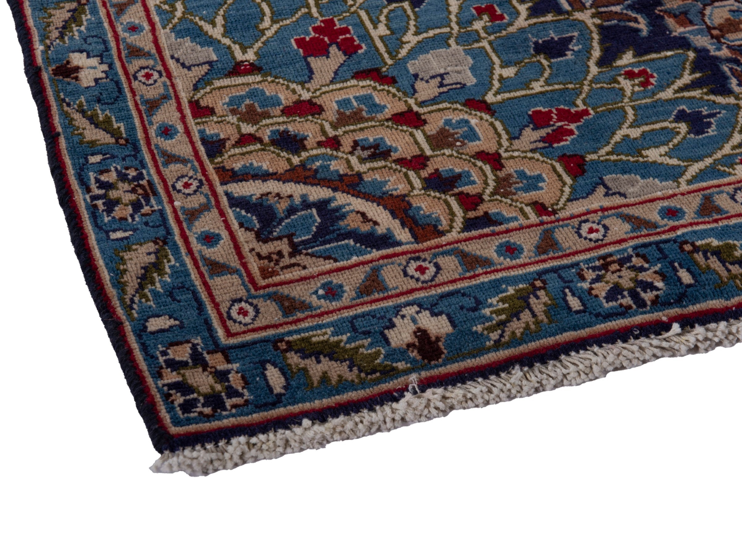 Persian Kashmar oversized rug in navy and ochre, view 6 of 18