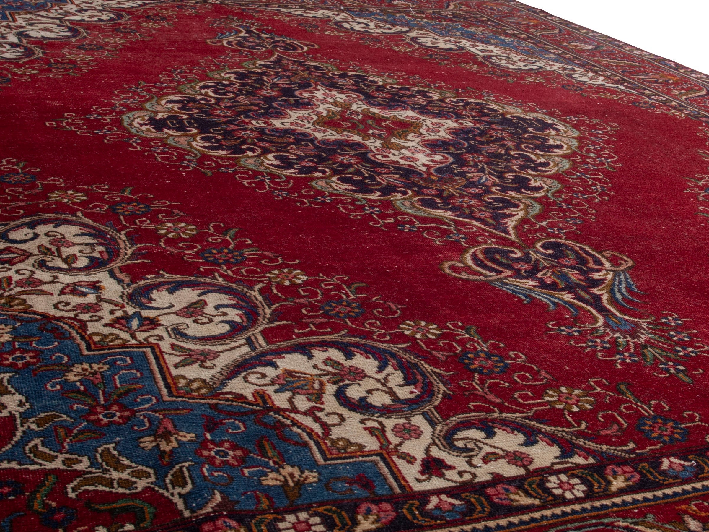 Persian Tabriz oversized rug in deep red and burgundy, view 10 of 19