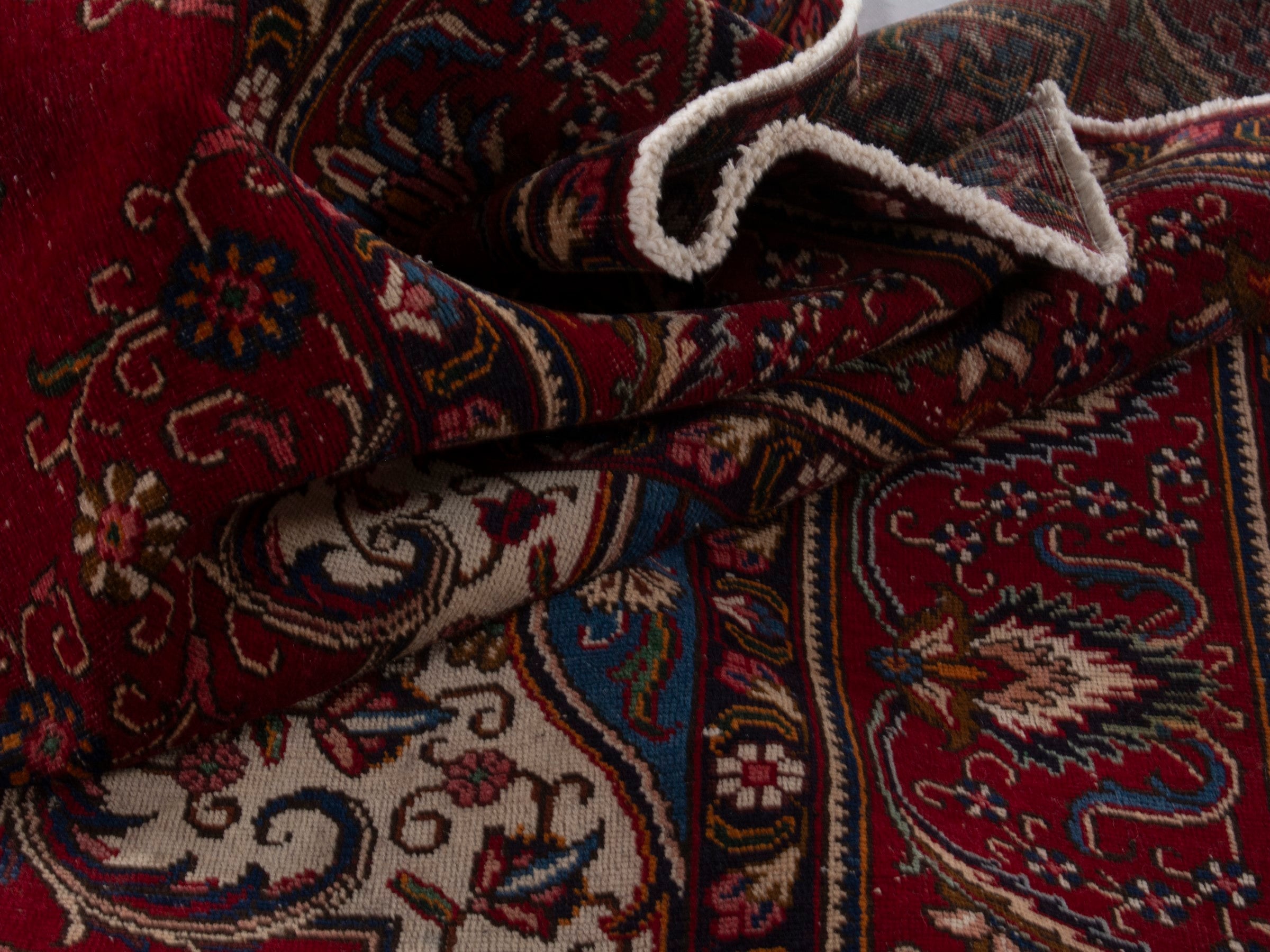 Persian Tabriz oversized rug in deep red and burgundy, view 16 of 19