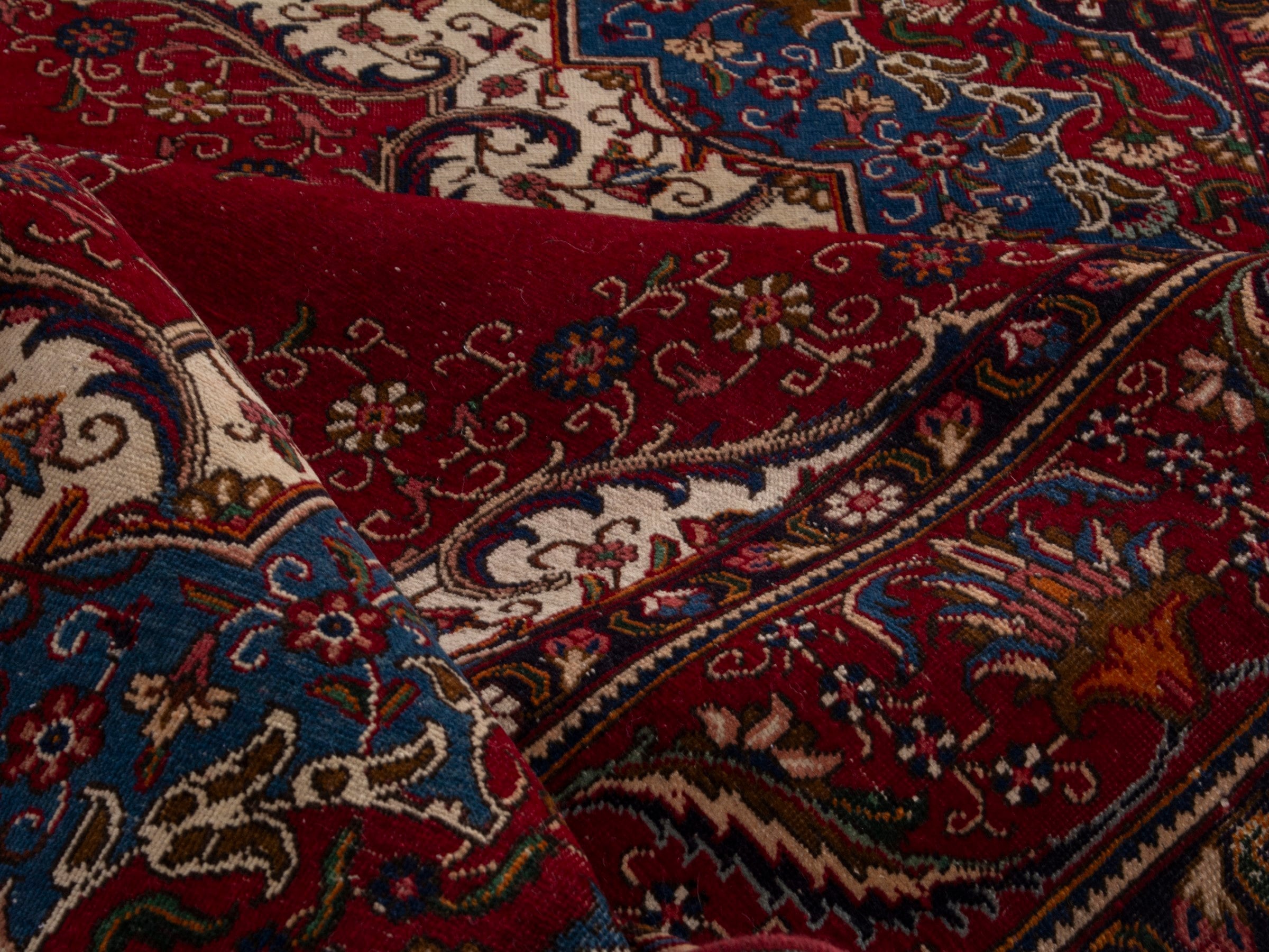 Persian Tabriz oversized rug in deep red and burgundy, view 17 of 19