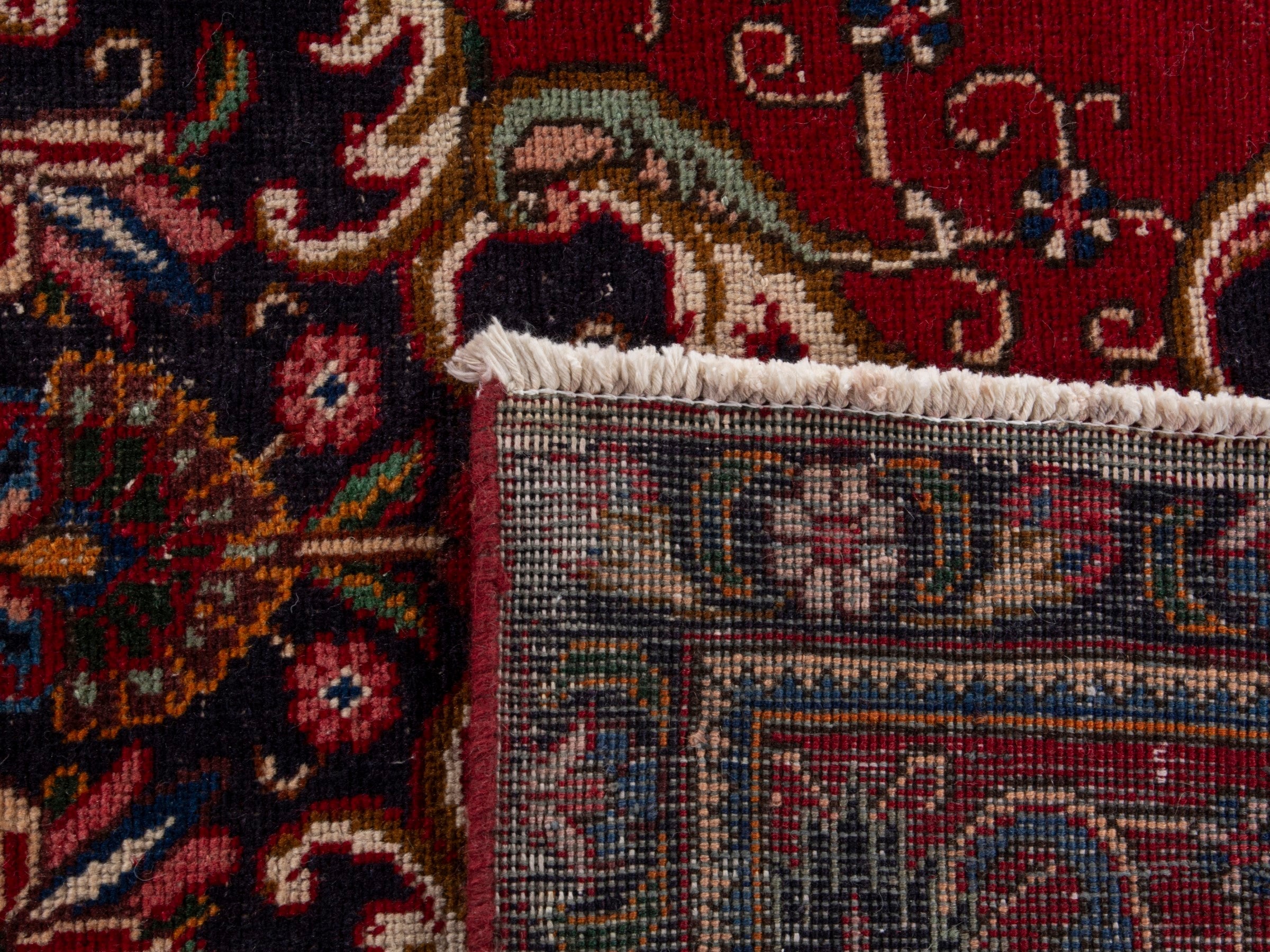 Persian Tabriz oversized rug in deep red and burgundy, view 19 of 19