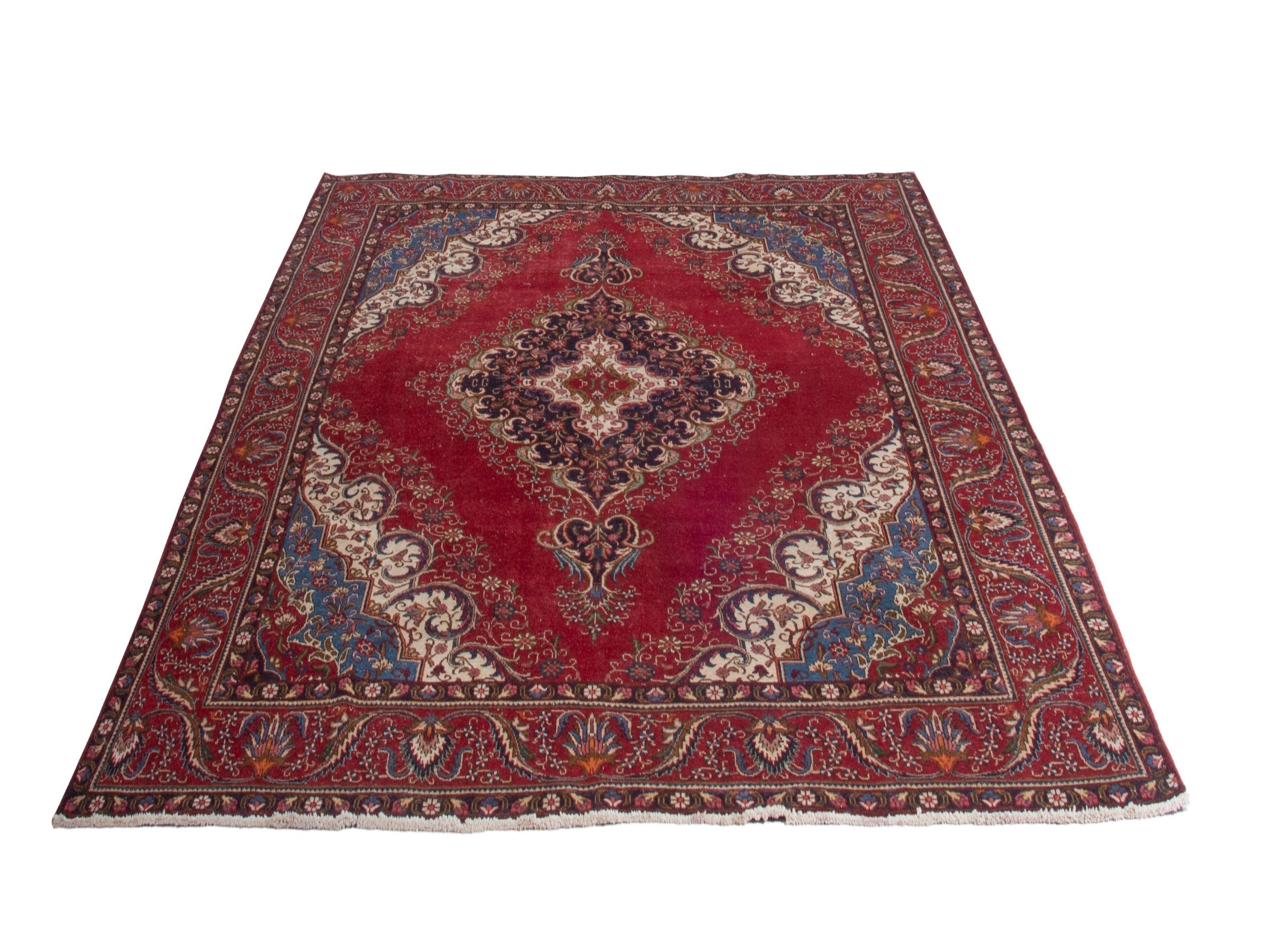Persian Tabriz oversized rug in deep red and burgundy, view 2 of 19