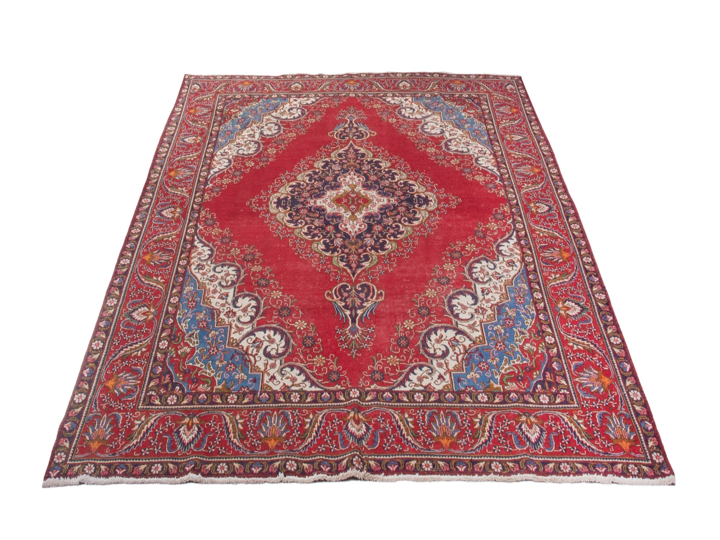 Persian Tabriz oversized rug in deep red and burgundy, view 3 of 19