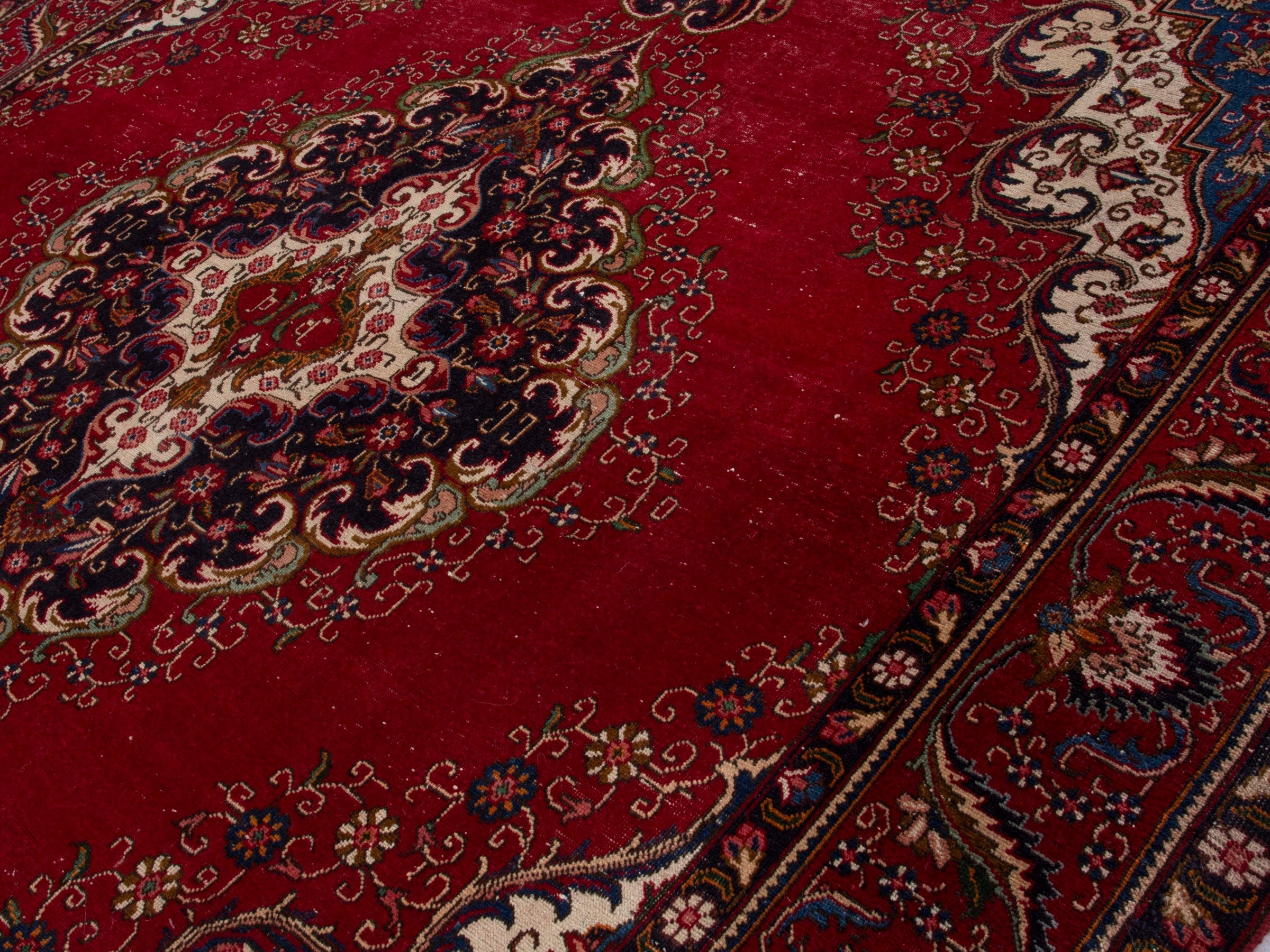 Persian Tabriz oversized rug in deep red and burgundy, view 4 of 19
