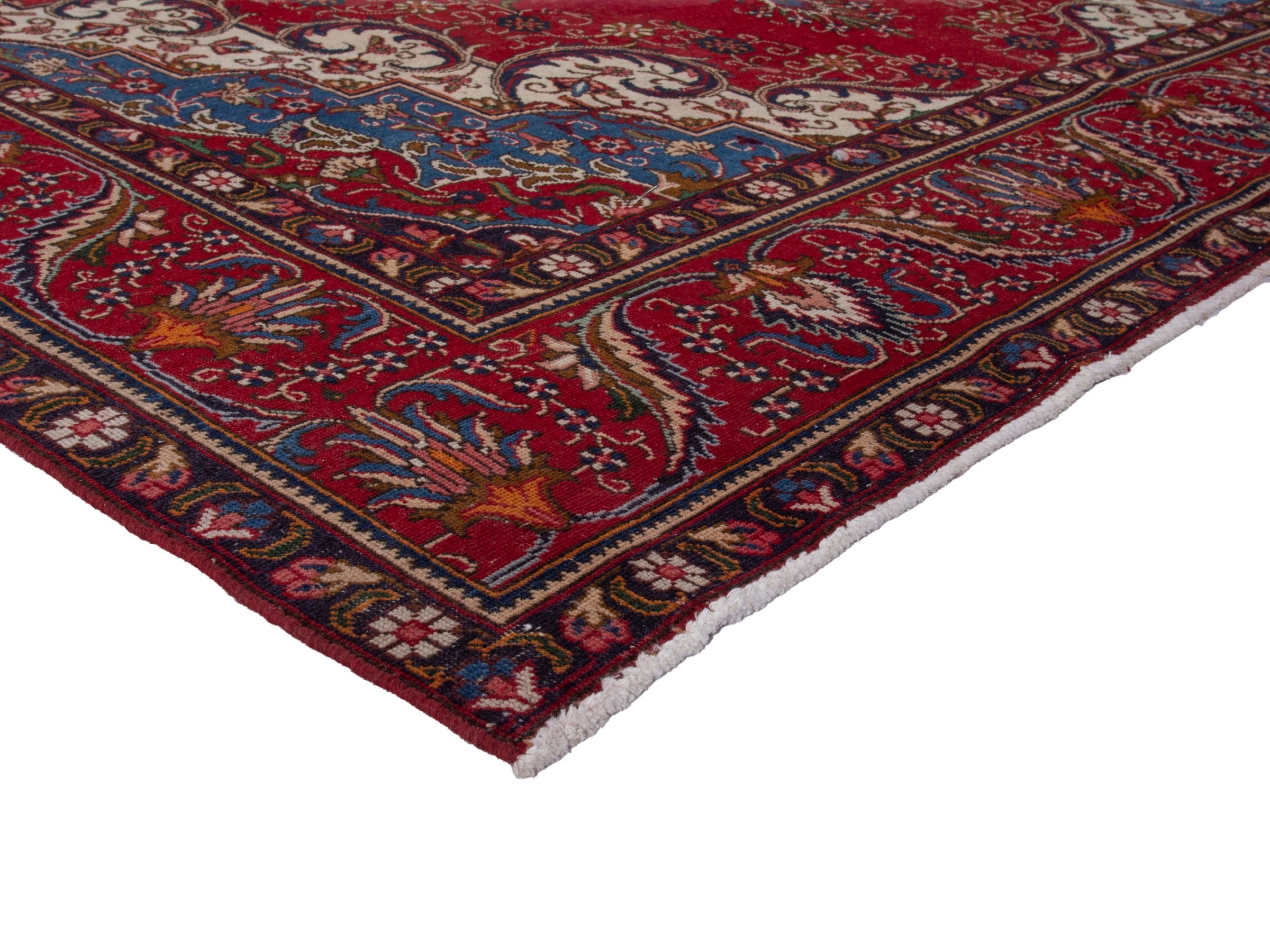 Persian Tabriz oversized rug in deep red and burgundy, view 6 of 19