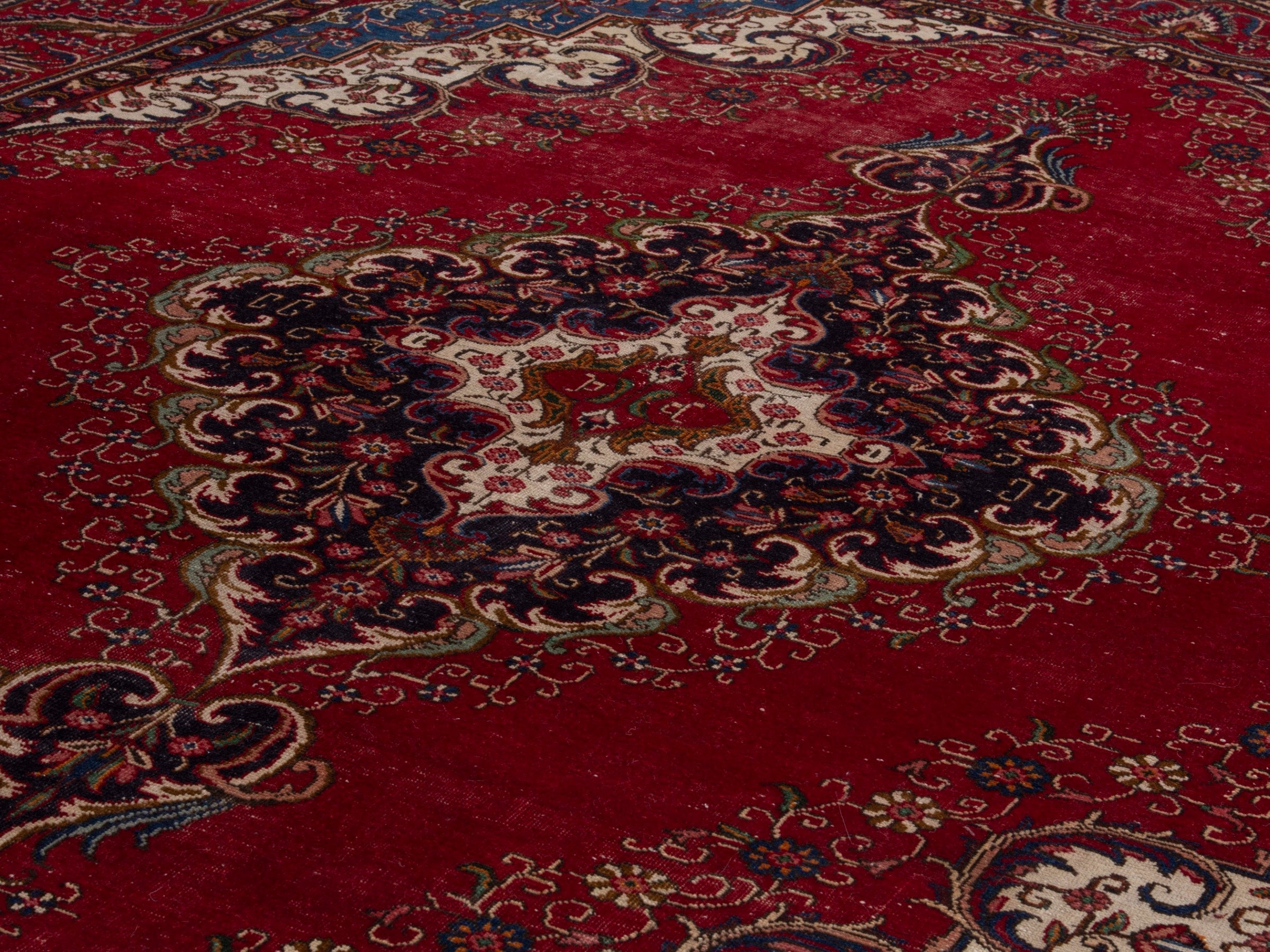 Persian Tabriz oversized rug in deep red and burgundy, view 9 of 19