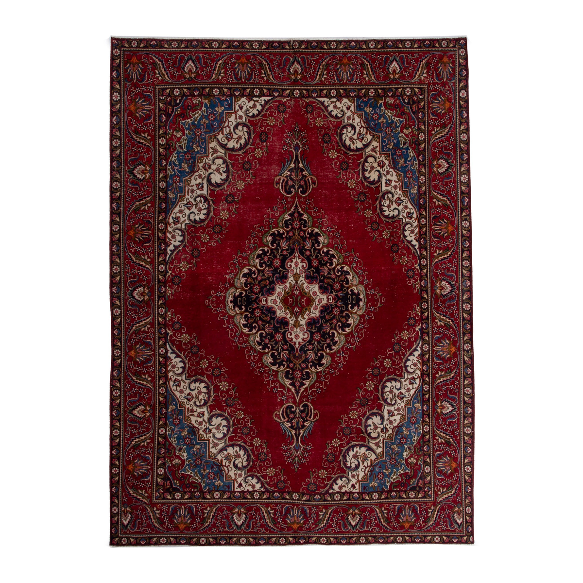 Persian Tabriz oversized rug in deep red and burgundy, 9'9" x 13'1"