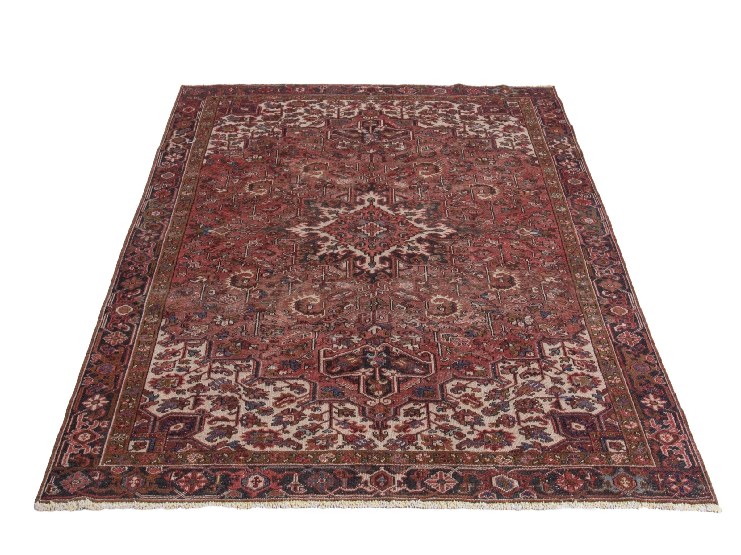 Persian Heriz area rug in deep red and burgundy, view 2 of 19