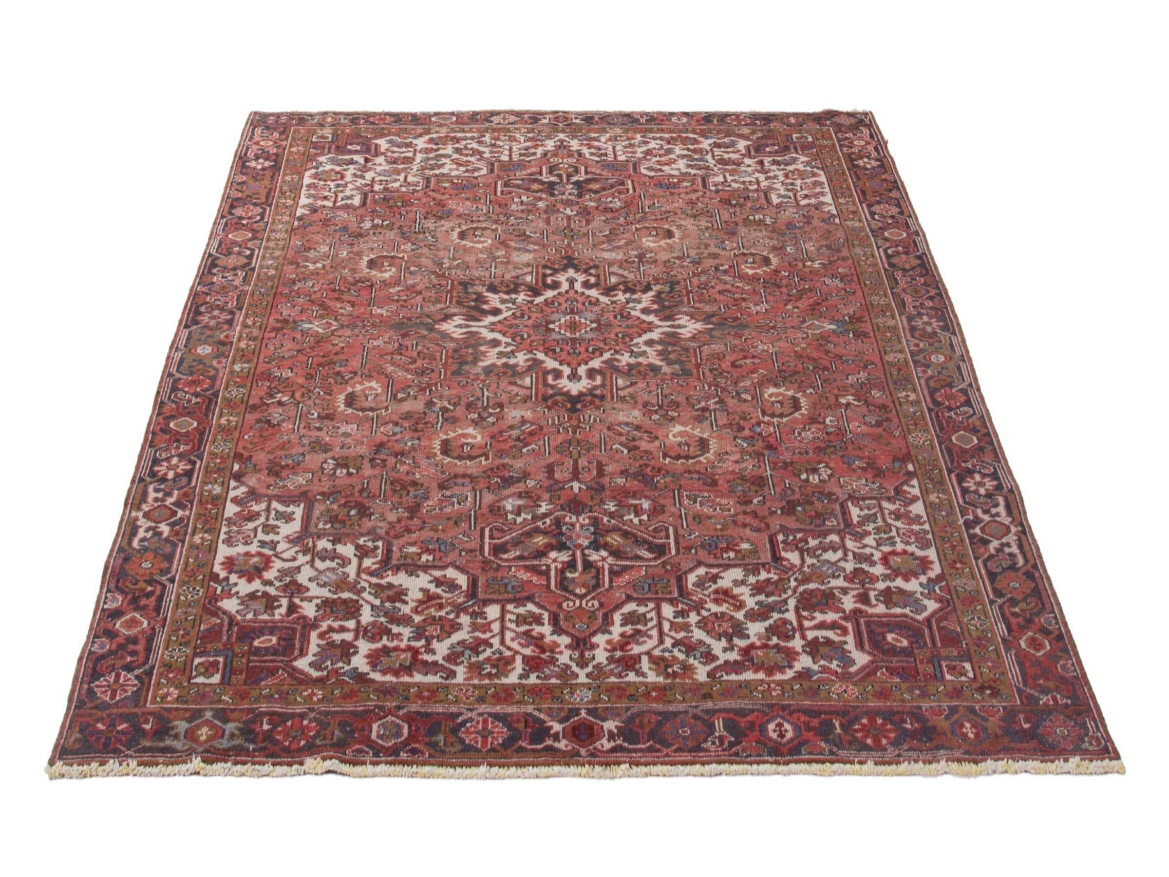 Persian Heriz area rug in deep red and burgundy, view 3 of 19