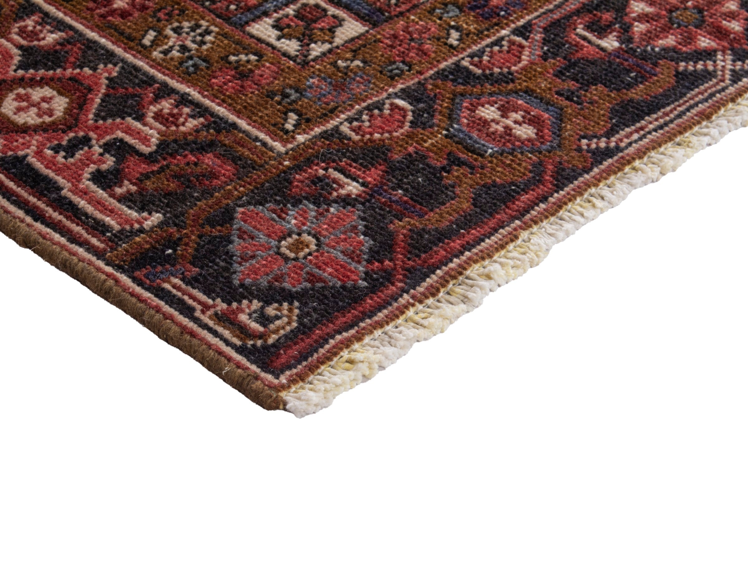 Persian Heriz area rug in deep red and burgundy, view 6 of 19