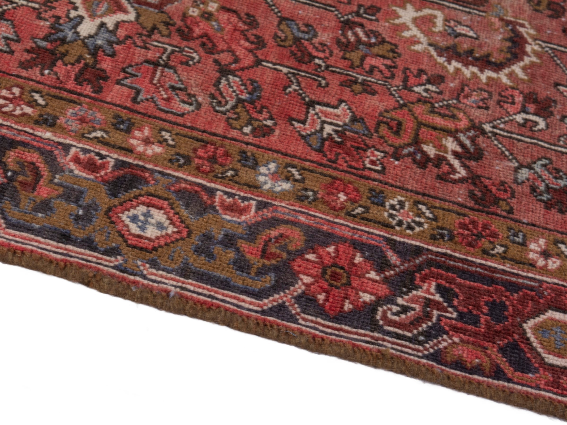 Persian Heriz area rug in deep red and burgundy, view 8 of 19