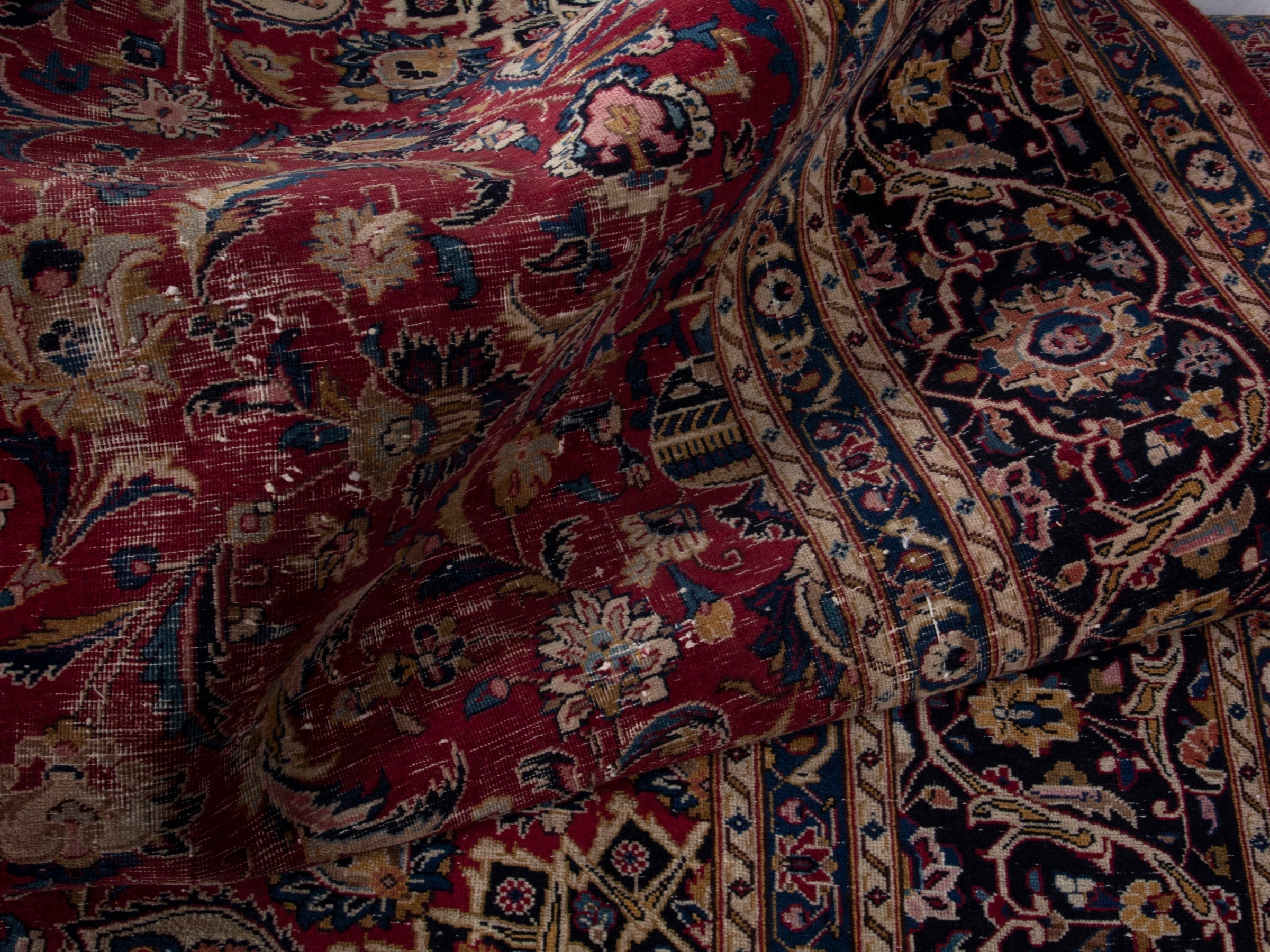 Persian Mashhad oversized rug in burgundy and black cherry, view 15 of 19