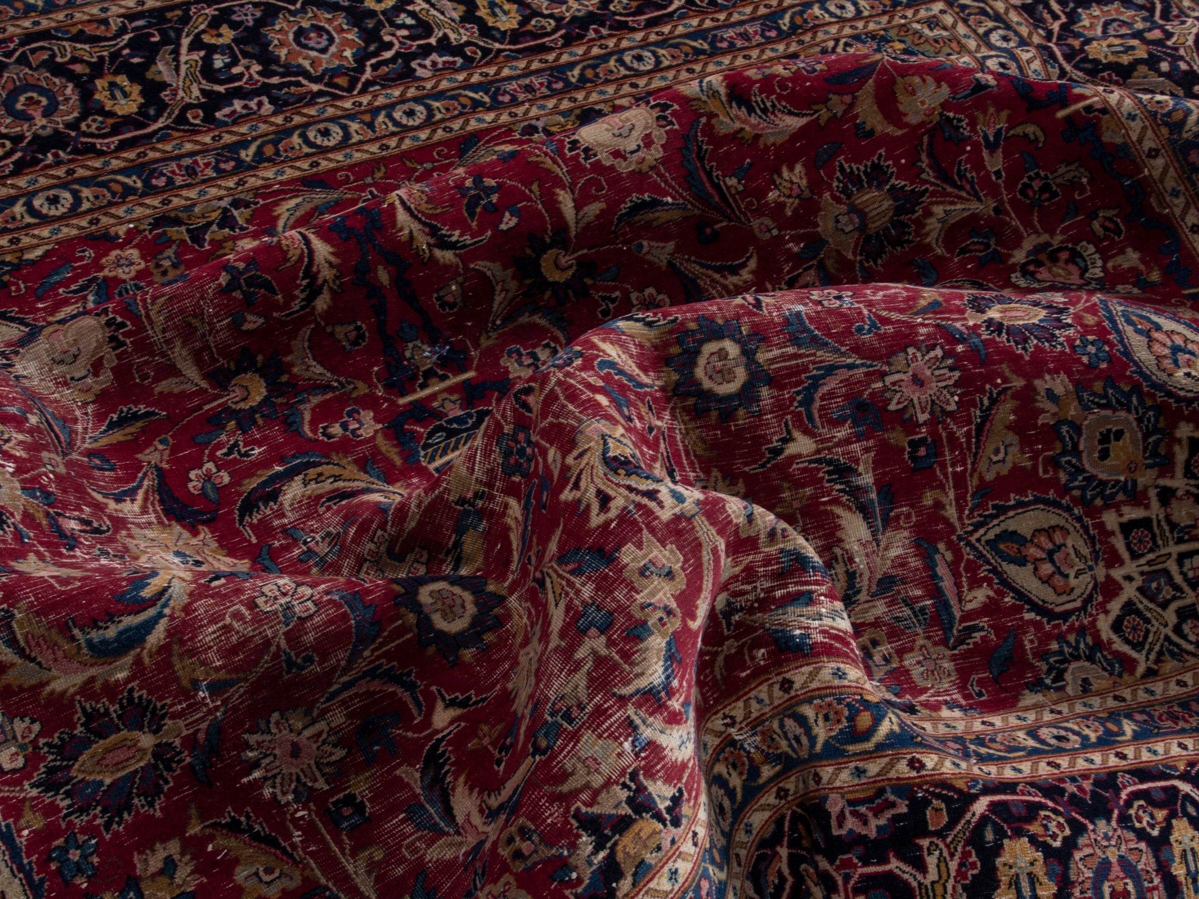Persian Mashhad oversized rug in burgundy and black cherry, view 16 of 19