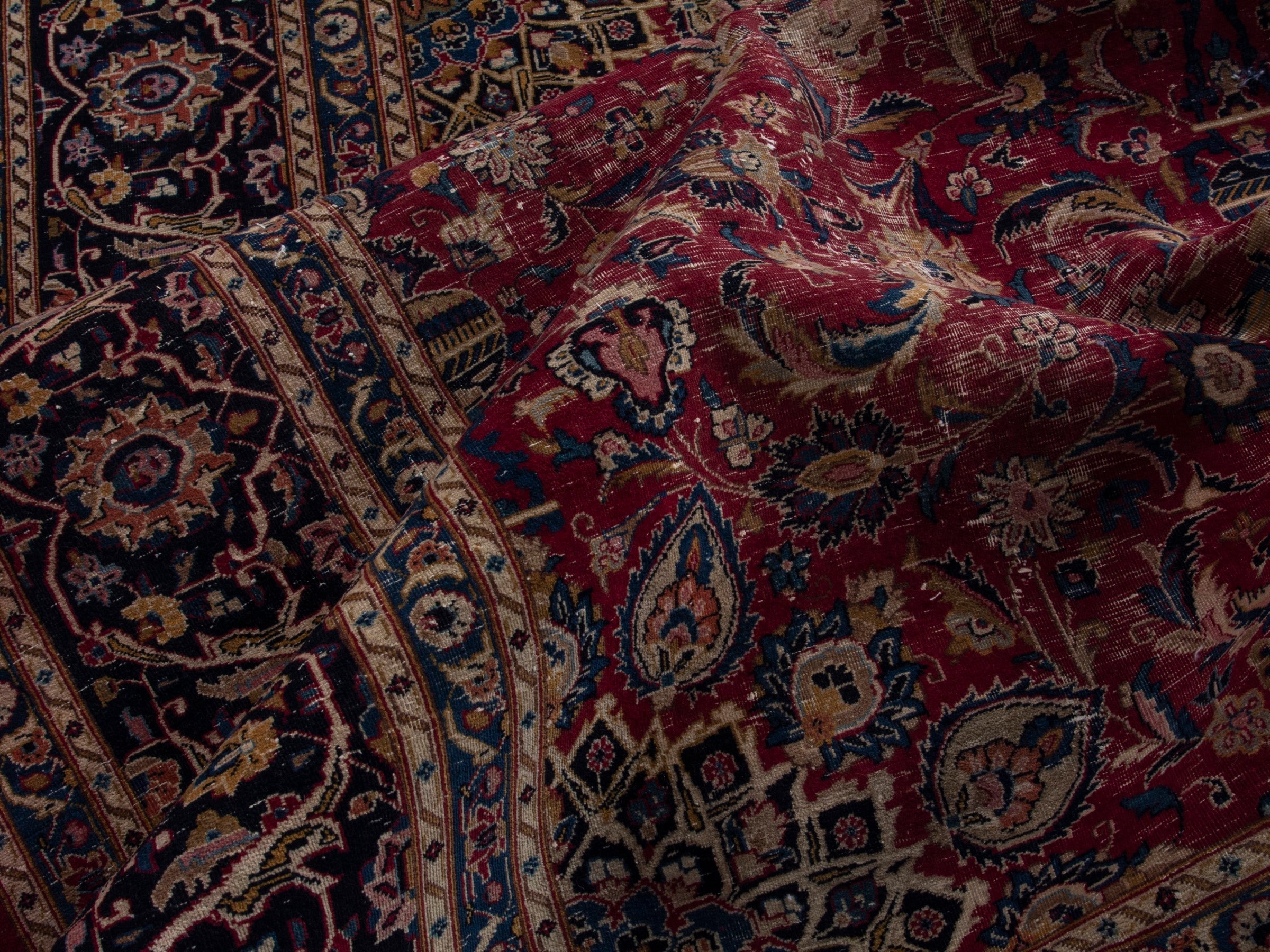 Persian Mashhad oversized rug in burgundy and black cherry, view 17 of 19