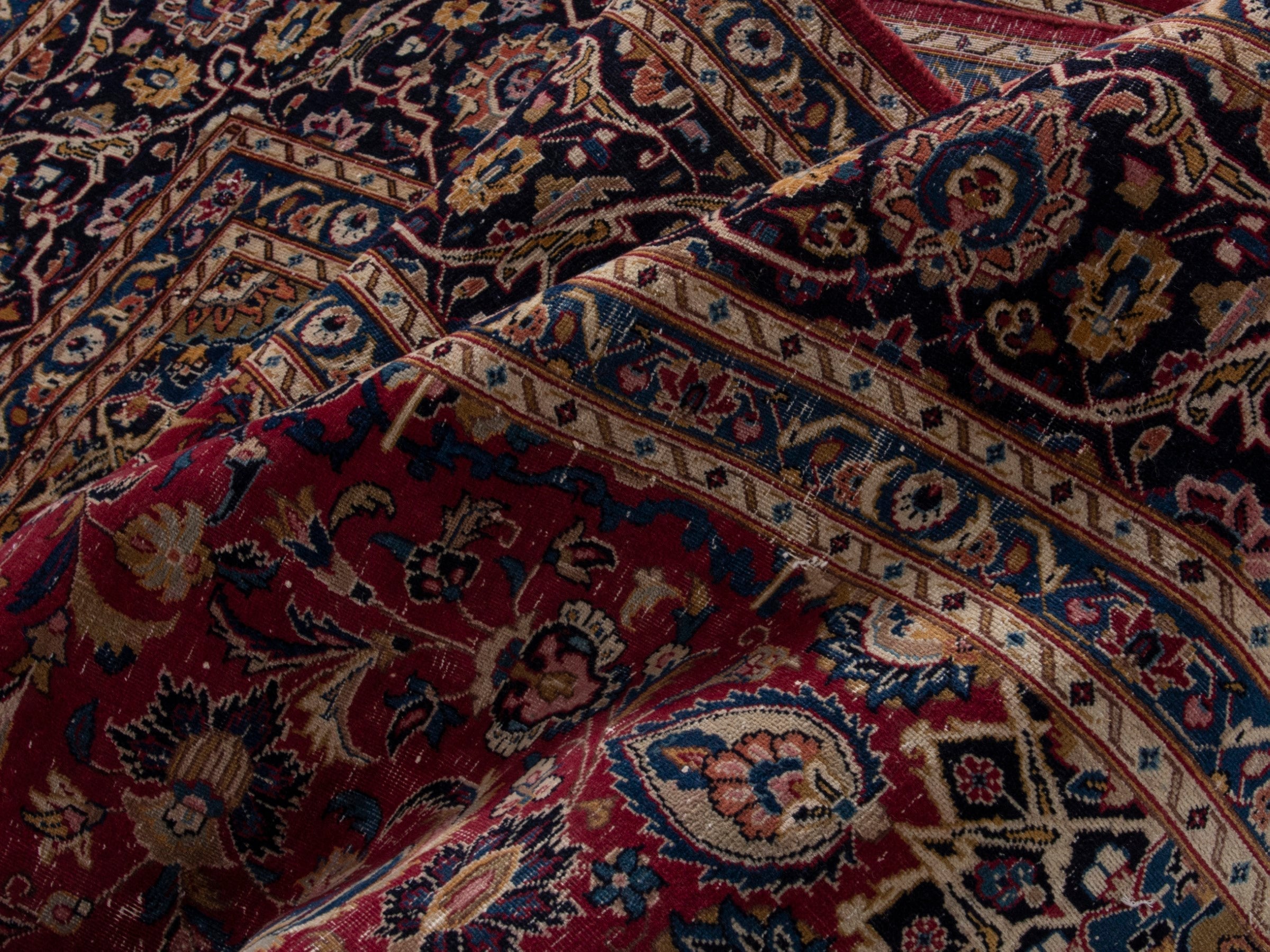 Persian Mashhad oversized rug in burgundy and black cherry, view 18 of 19