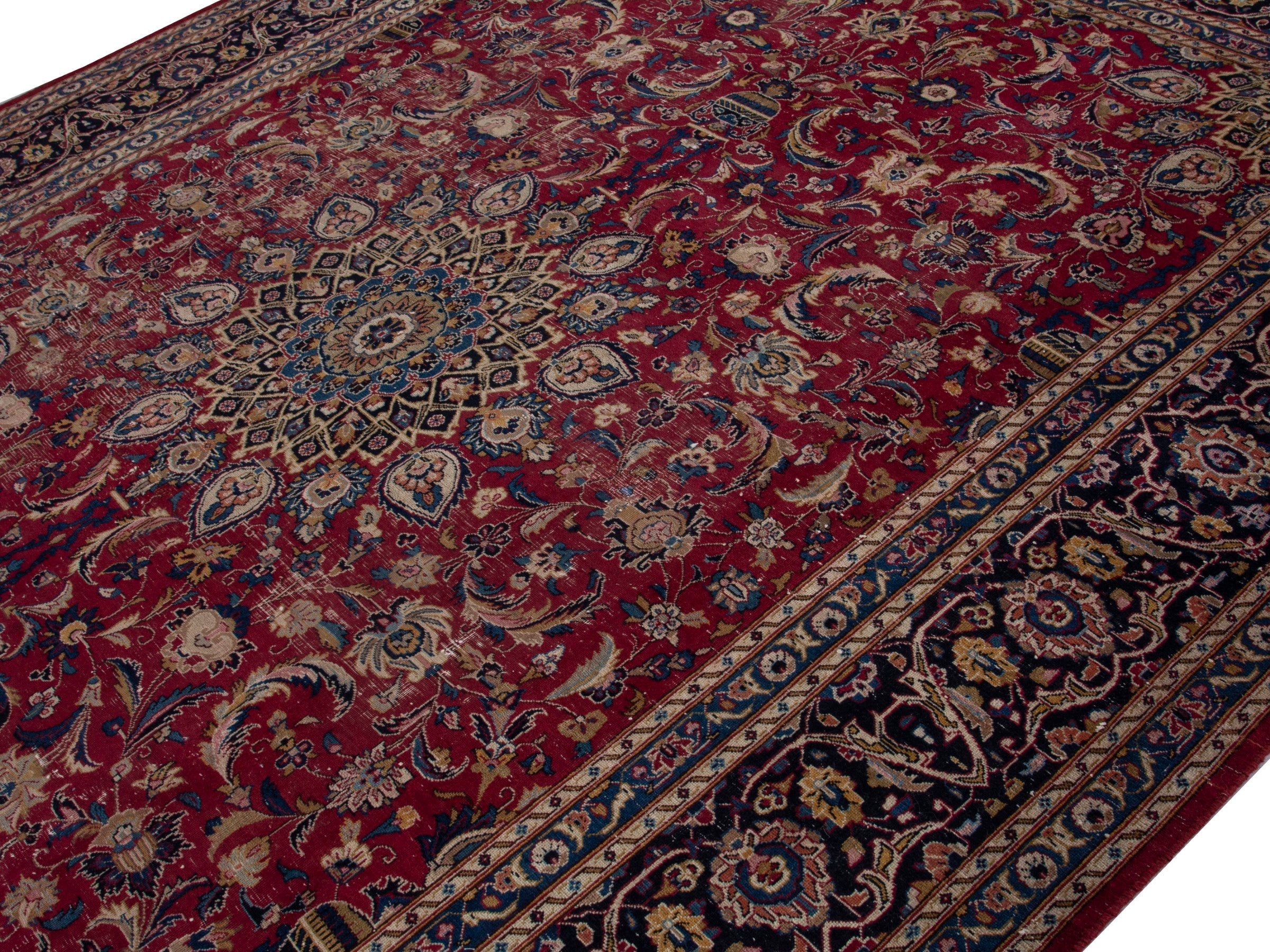 Persian Mashhad oversized rug in burgundy and black cherry, view 4 of 19