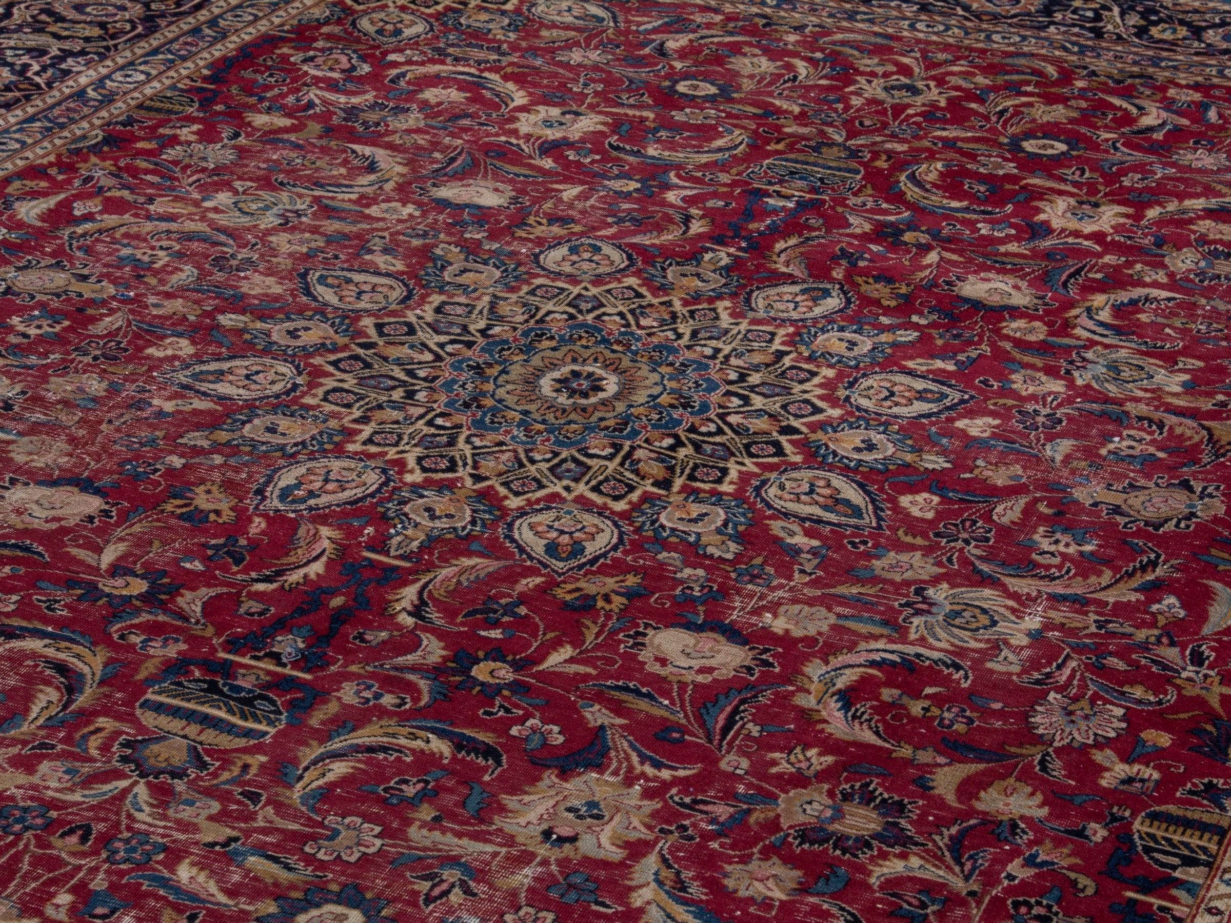 Persian Mashhad oversized rug in burgundy and black cherry, view 9 of 19