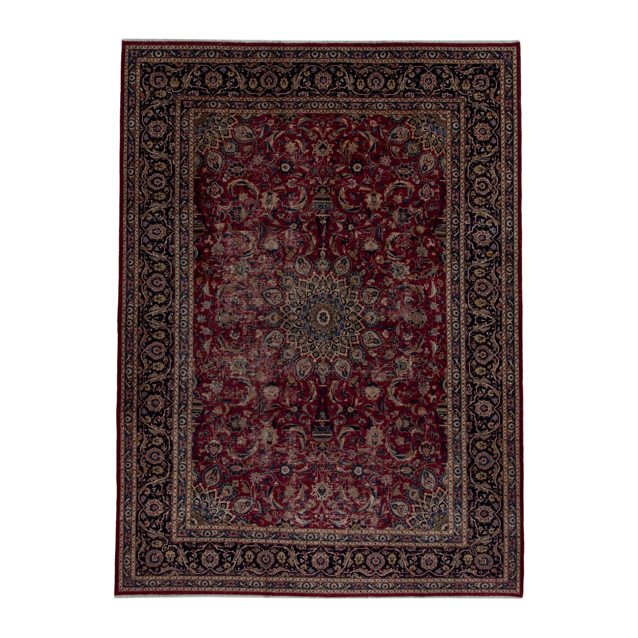 Persian Mashhad oversized rug in burgundy and black cherry, 8'6" x 11'8"