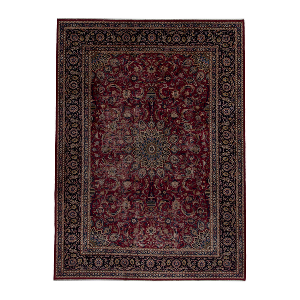 Persian Mashhad oversized rug in burgundy and black cherry, 8'6" x 11'8"
