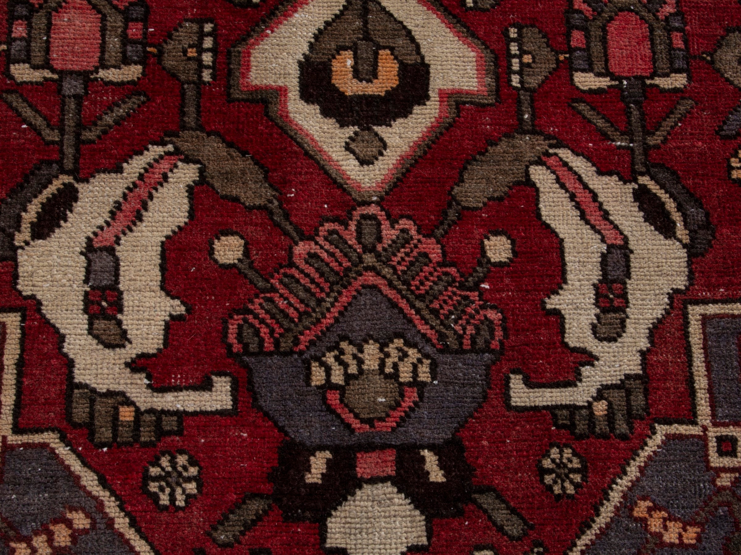 Persian Bakhtiari area rug in burgundy and deep red, view 12 of 18