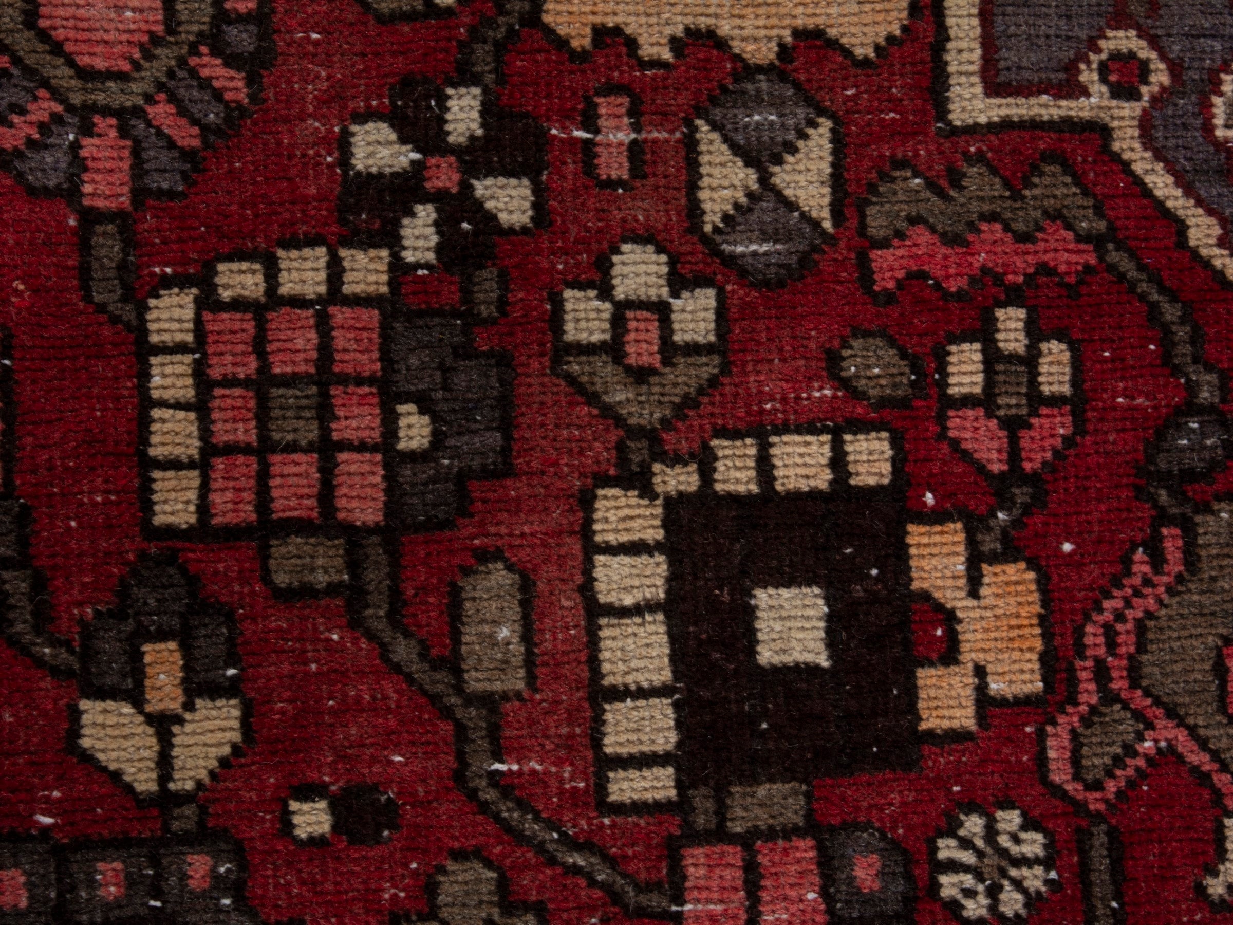 Persian Bakhtiari area rug in burgundy and deep red, view 13 of 18