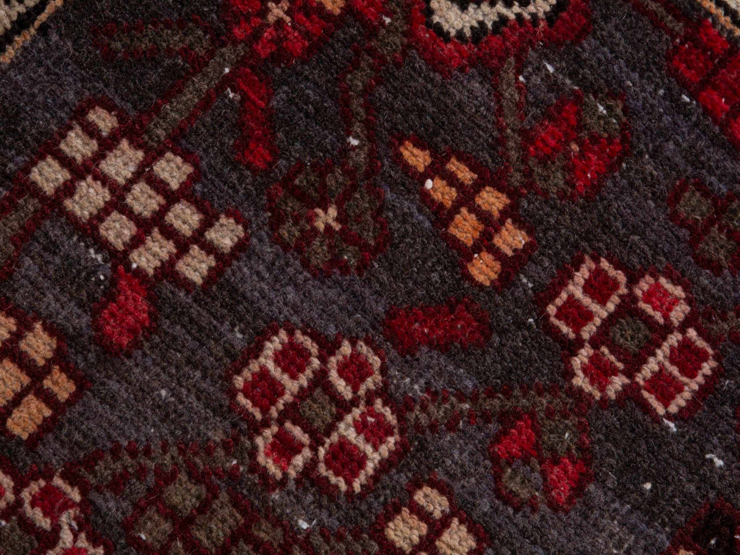 Persian Bakhtiari area rug in burgundy and deep red, view 14 of 18