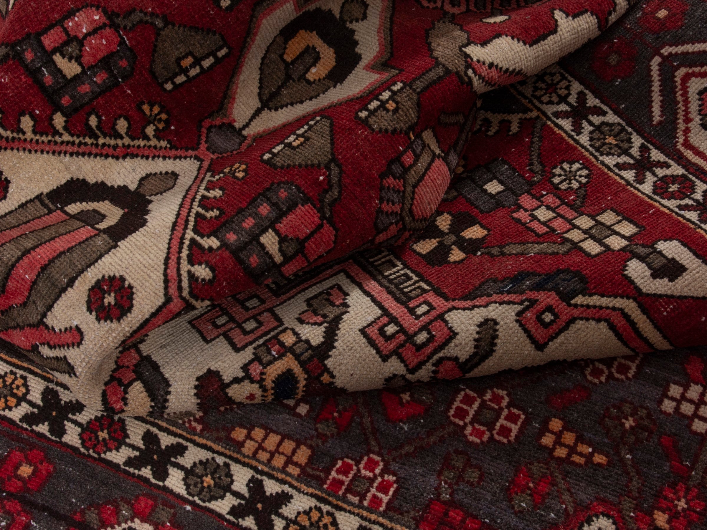 Persian Bakhtiari area rug in burgundy and deep red, view 15 of 18