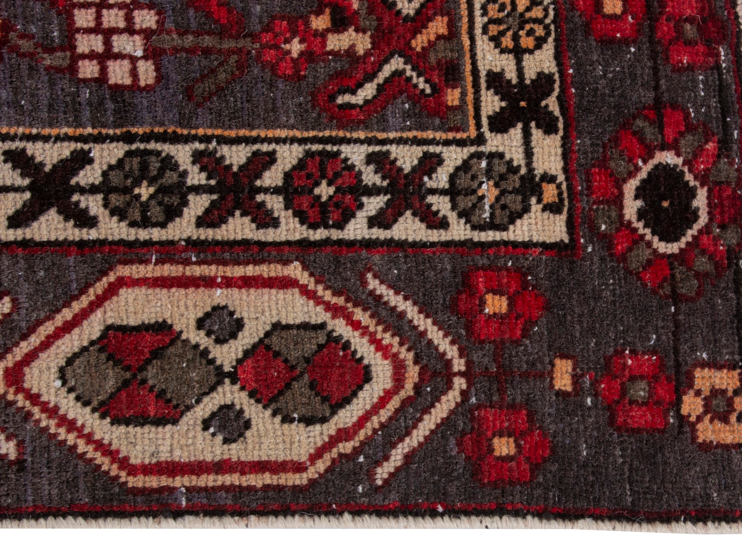 Persian Bakhtiari area rug in burgundy and deep red, view 5 of 18