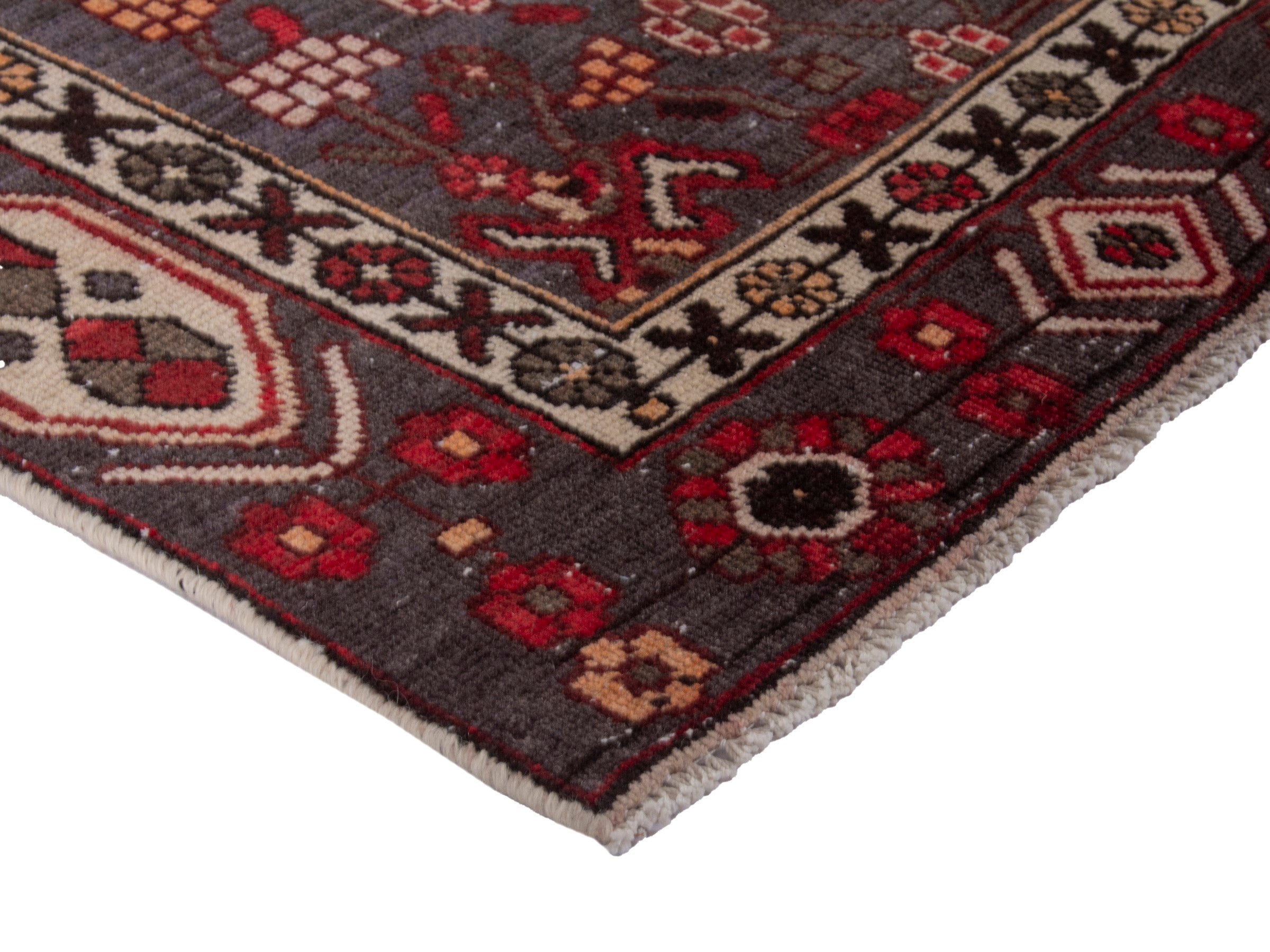 Persian Bakhtiari area rug in burgundy and deep red, view 6 of 18