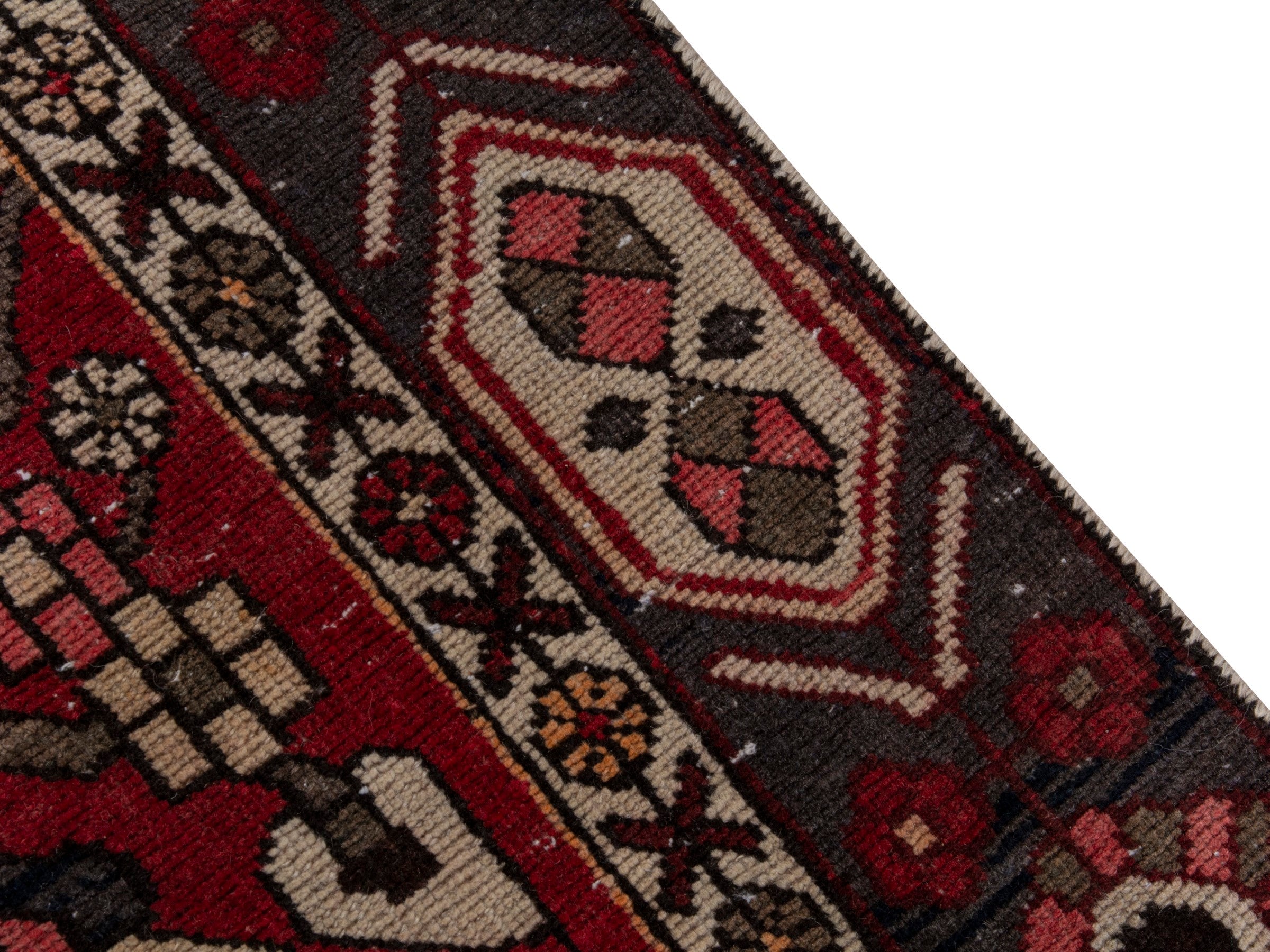 Persian Bakhtiari area rug in burgundy and deep red, view 7 of 18