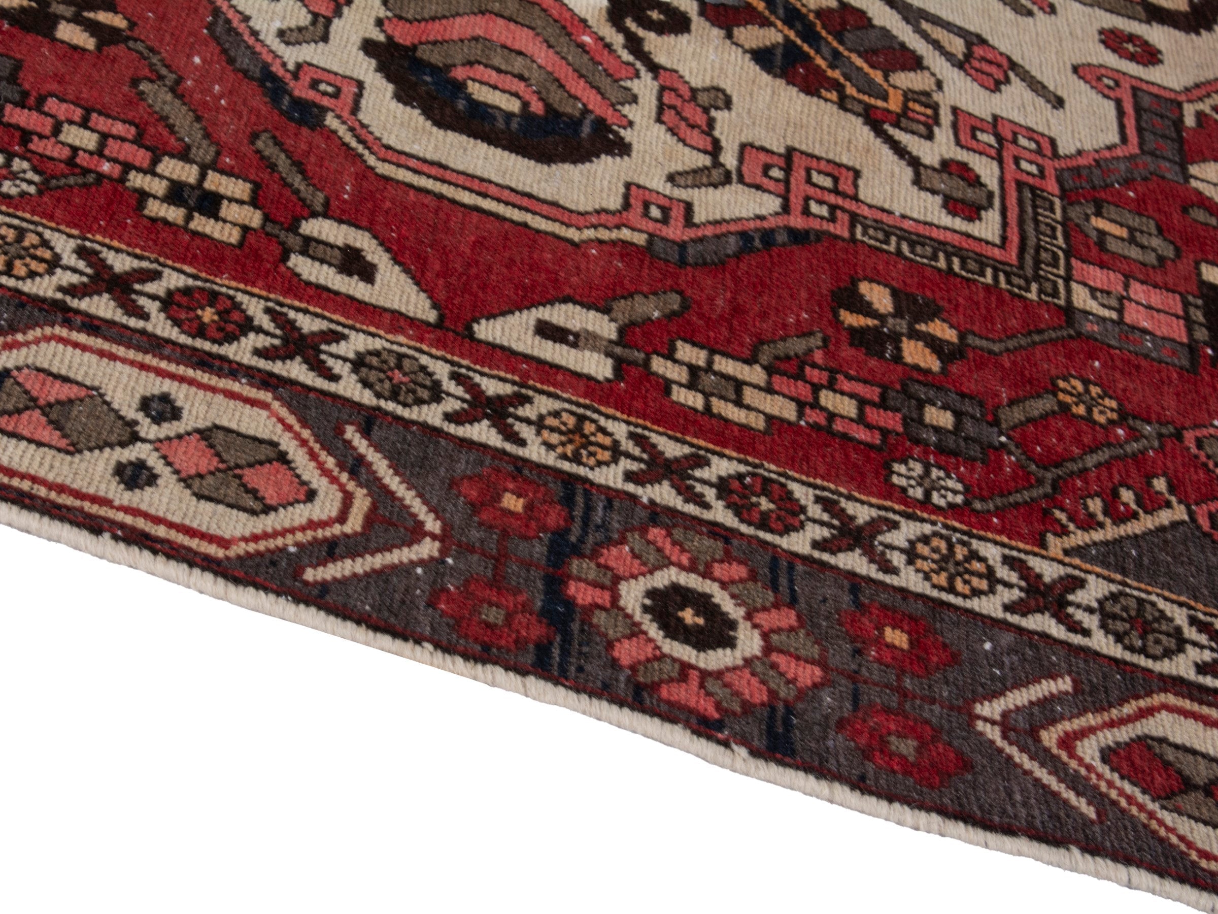 Persian Bakhtiari area rug in burgundy and deep red, view 8 of 18