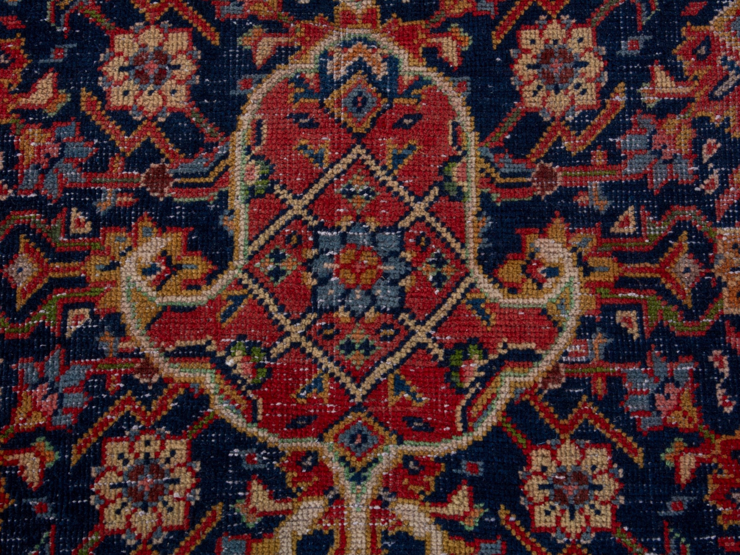 Persian Mahal oversized rug in navy and deep red, view 12 of 21