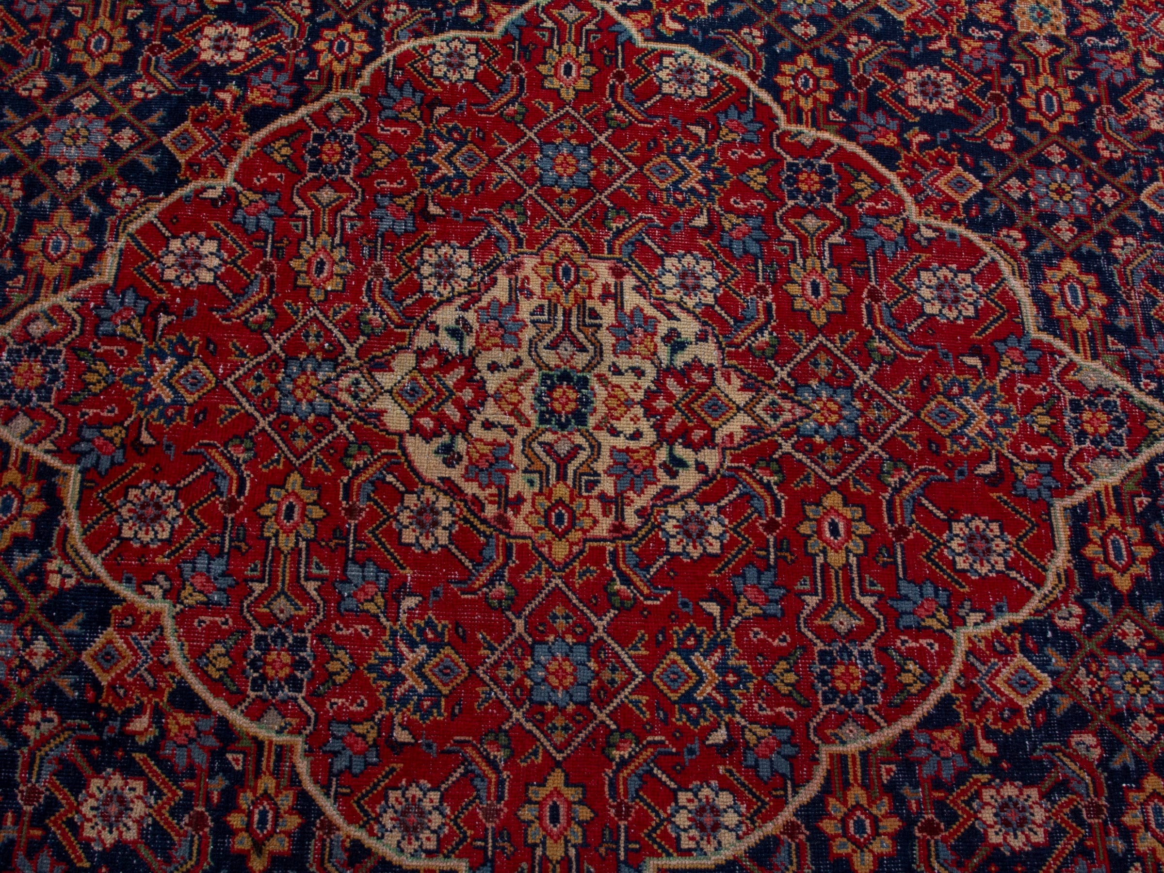 Persian Mahal oversized rug in navy and deep red, view 13 of 21