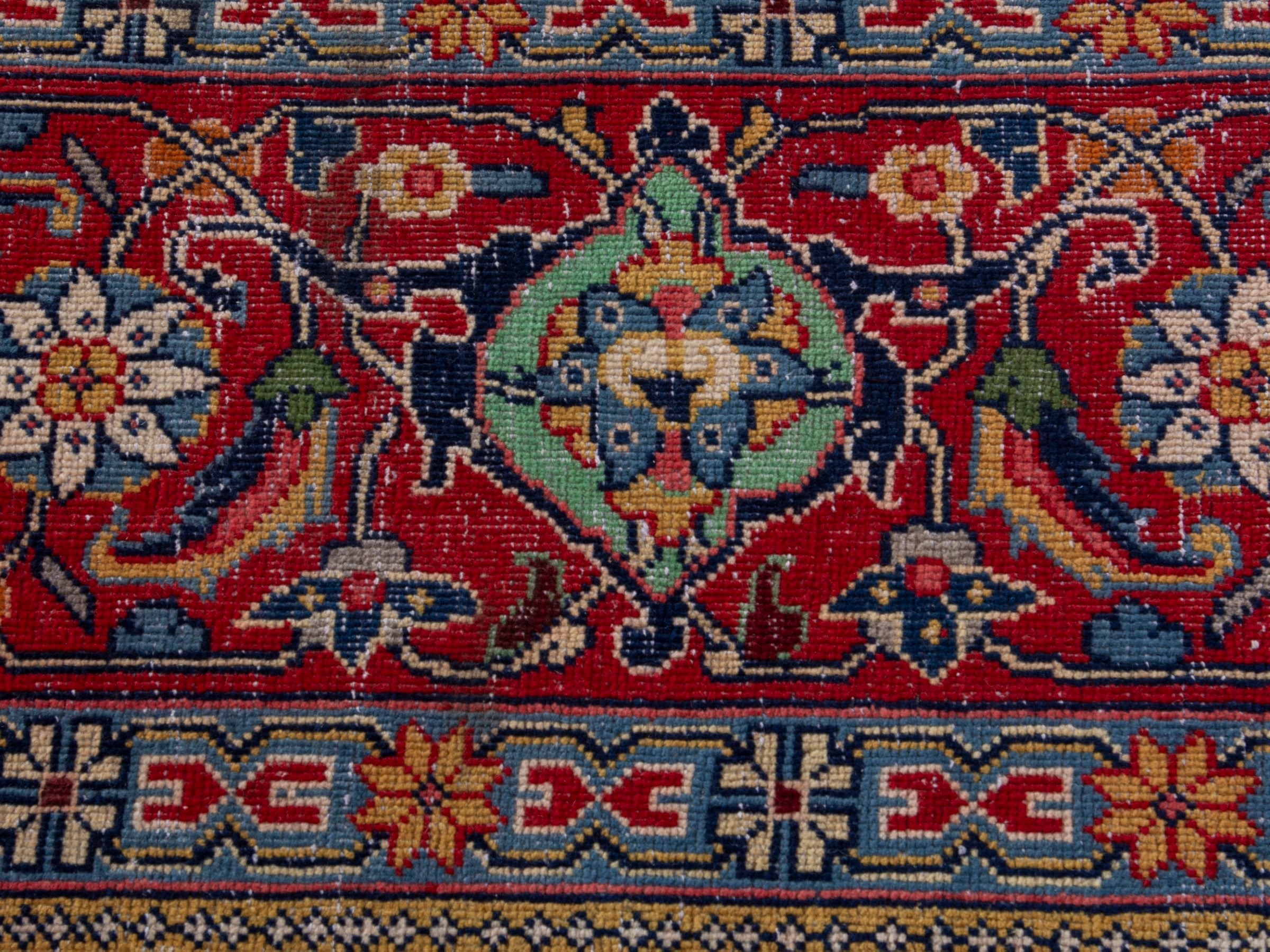 Persian Mahal oversized rug in navy and deep red, view 14 of 21