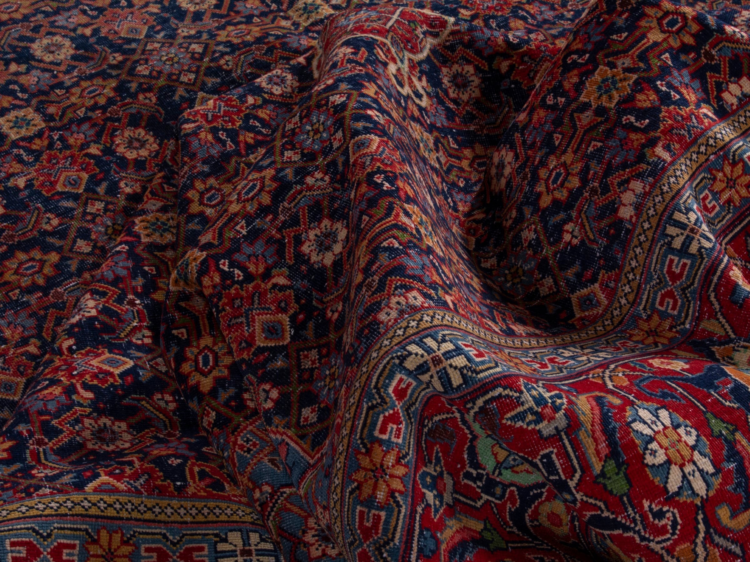Persian Mahal oversized rug in navy and deep red, view 16 of 21