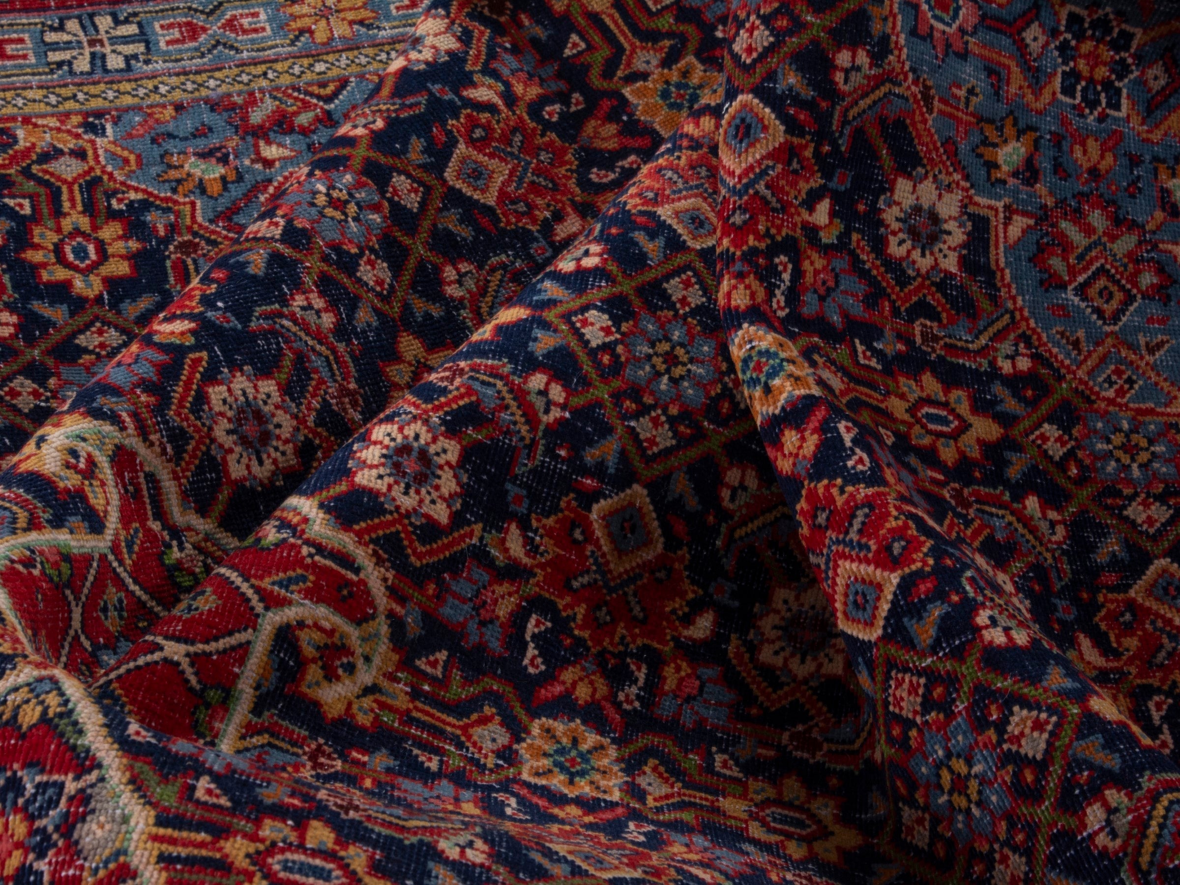 Persian Mahal oversized rug in navy and deep red, view 20 of 21